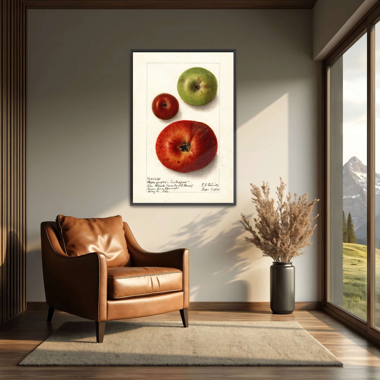 Three apples watercolor painting by Ellen Isham Schutt