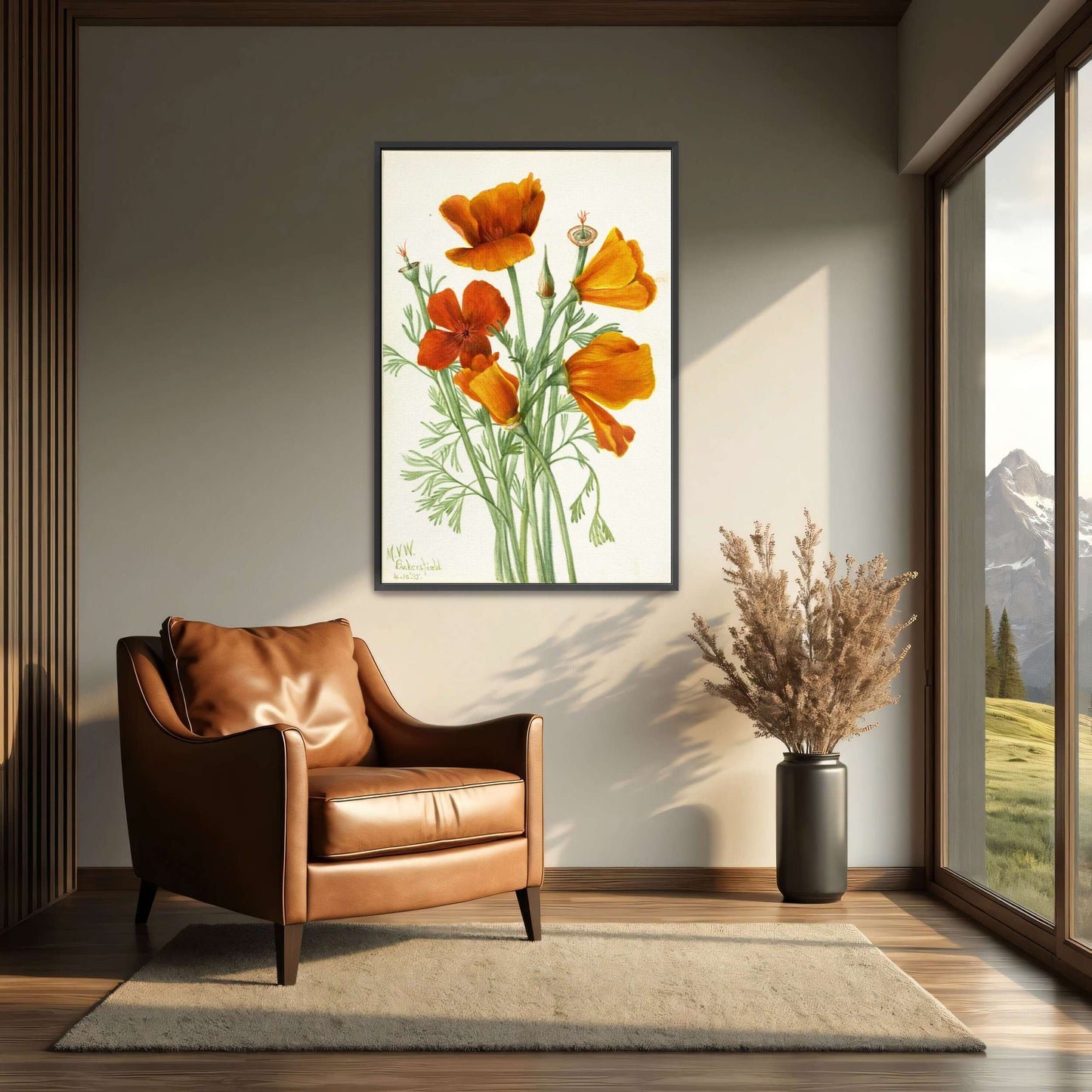 Orange California poppies bouquet by Mary Vaux Walcott