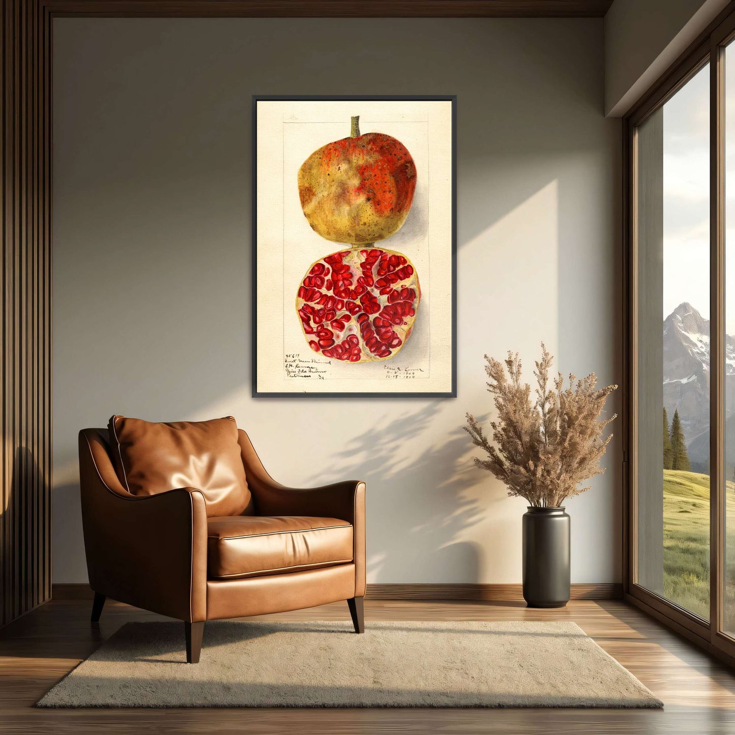 Pomegranate watercolor painting by Elsie E. Lower