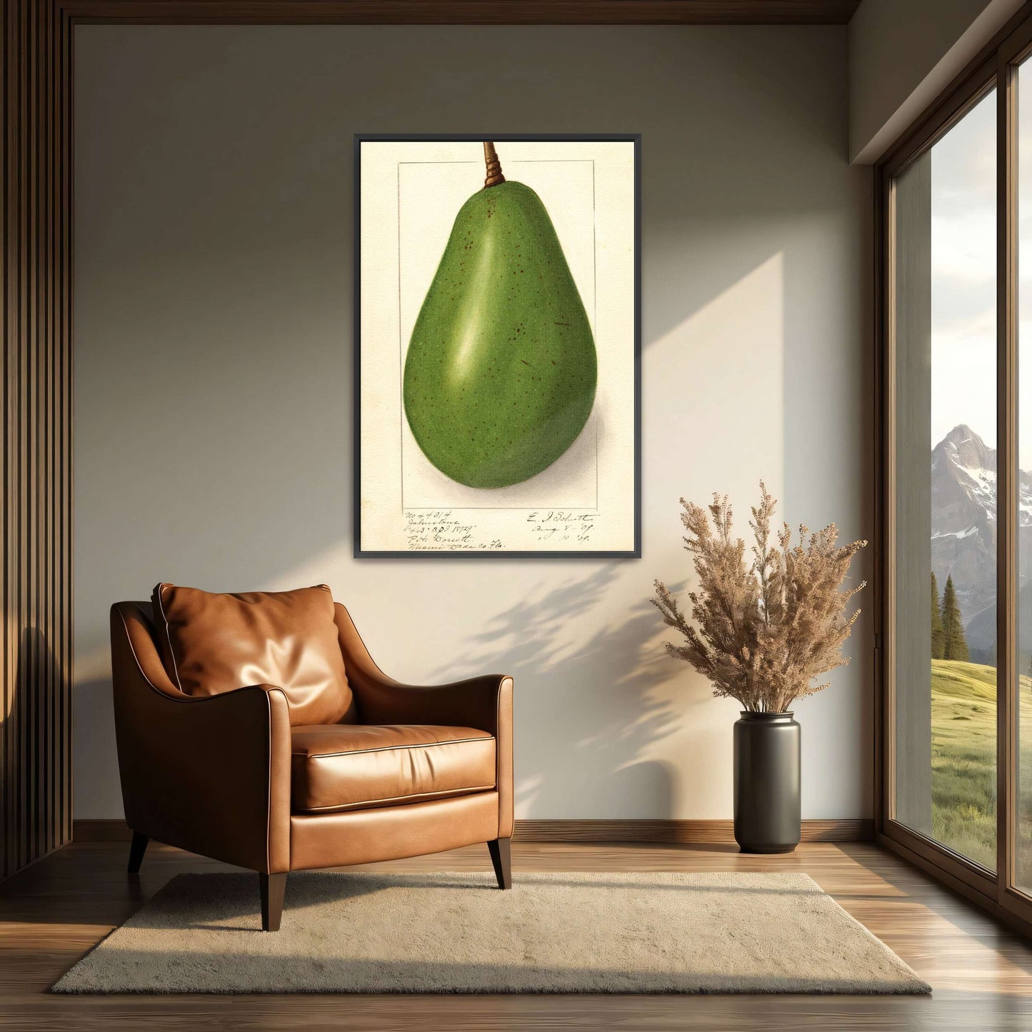 Botanical illustration of avocado by Ellen Isham Schutt