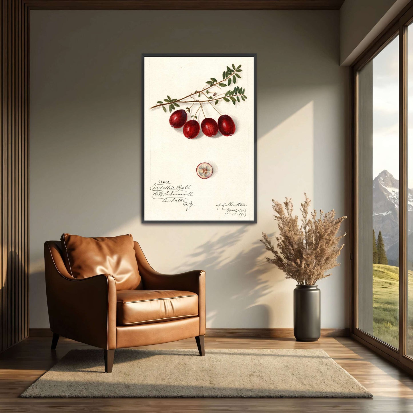 Cranberries on branch by Amanda Almira Newton