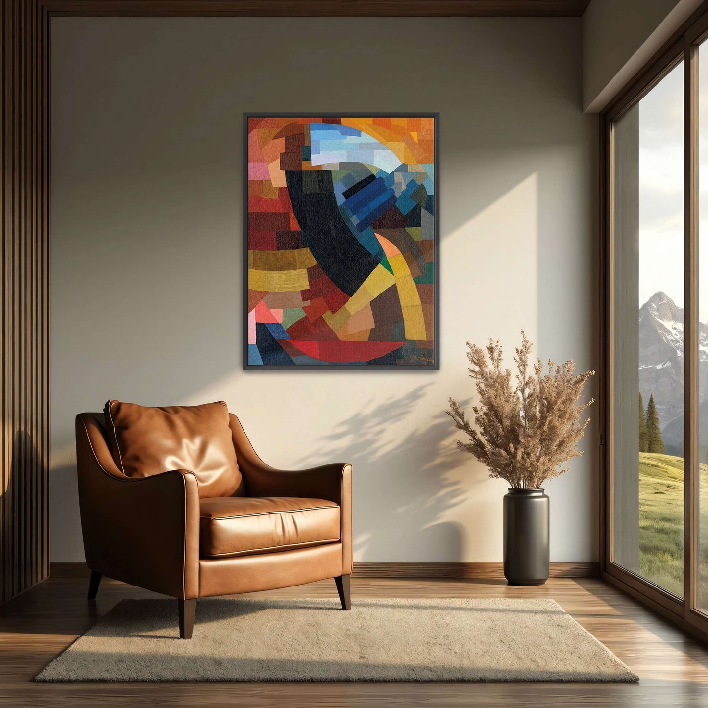Abstract geometric art with curved lines by Otto Freundlich