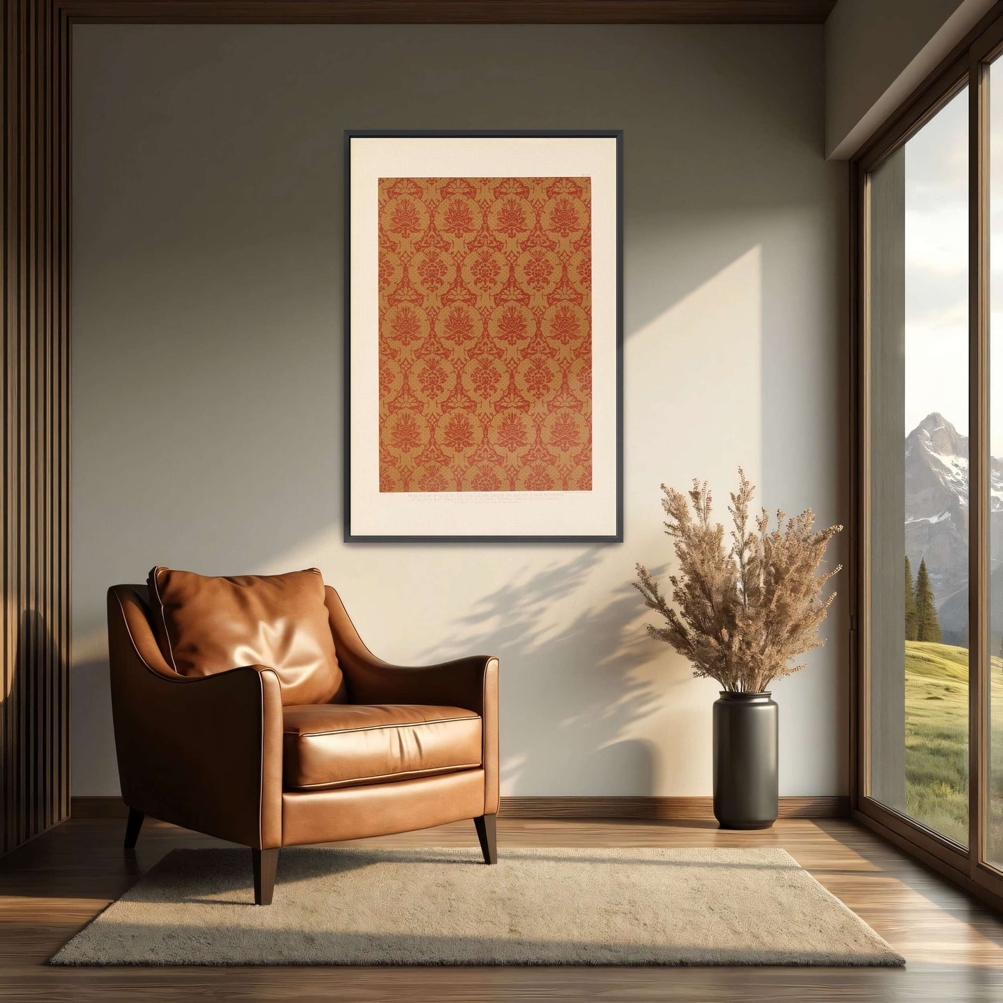 Red and Gold Floral Pattern by Sydney Vacher