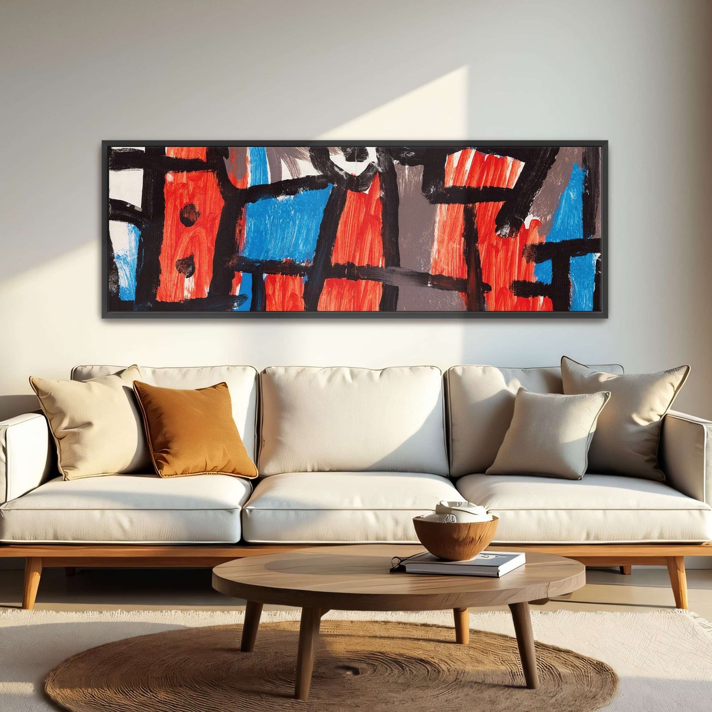 Abstract geometric painting with red and blue by Paul Klee