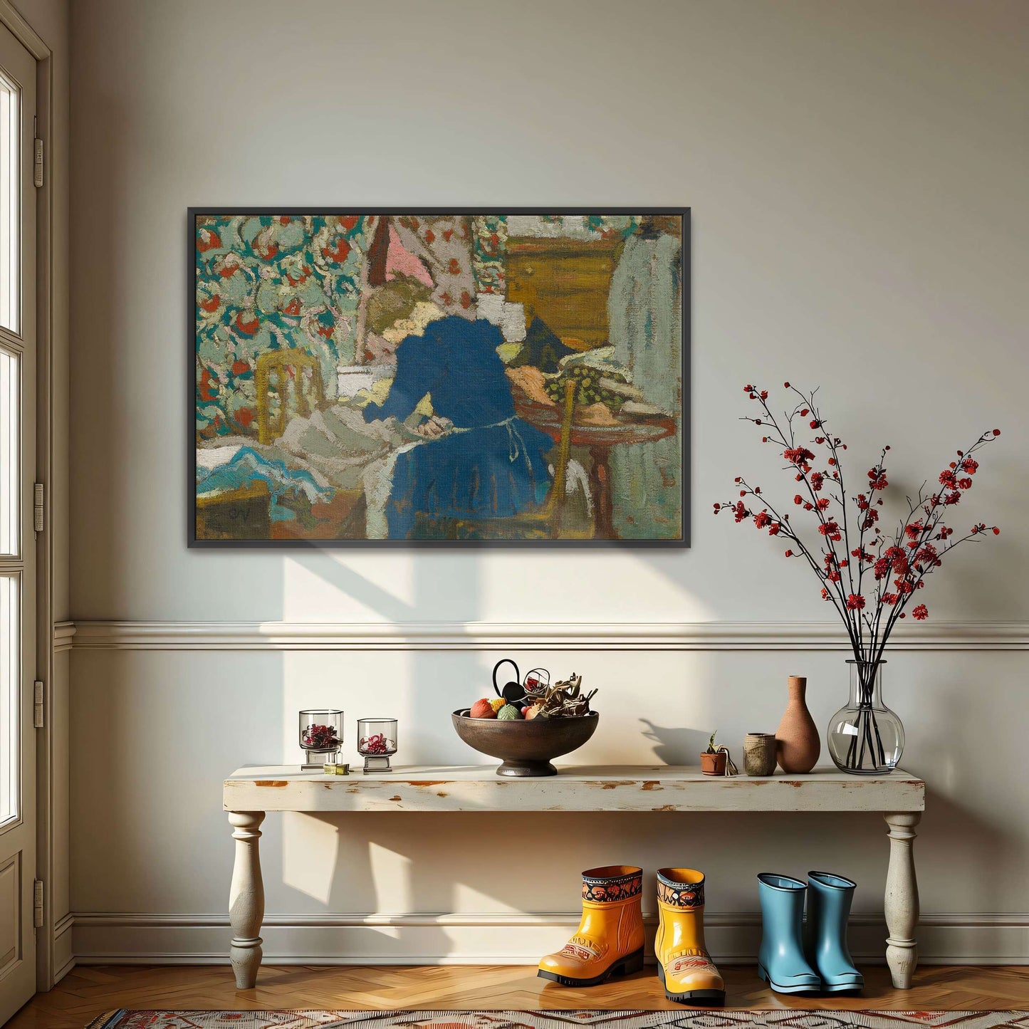 Woman in blue dress in a room by Édouard Vuillard