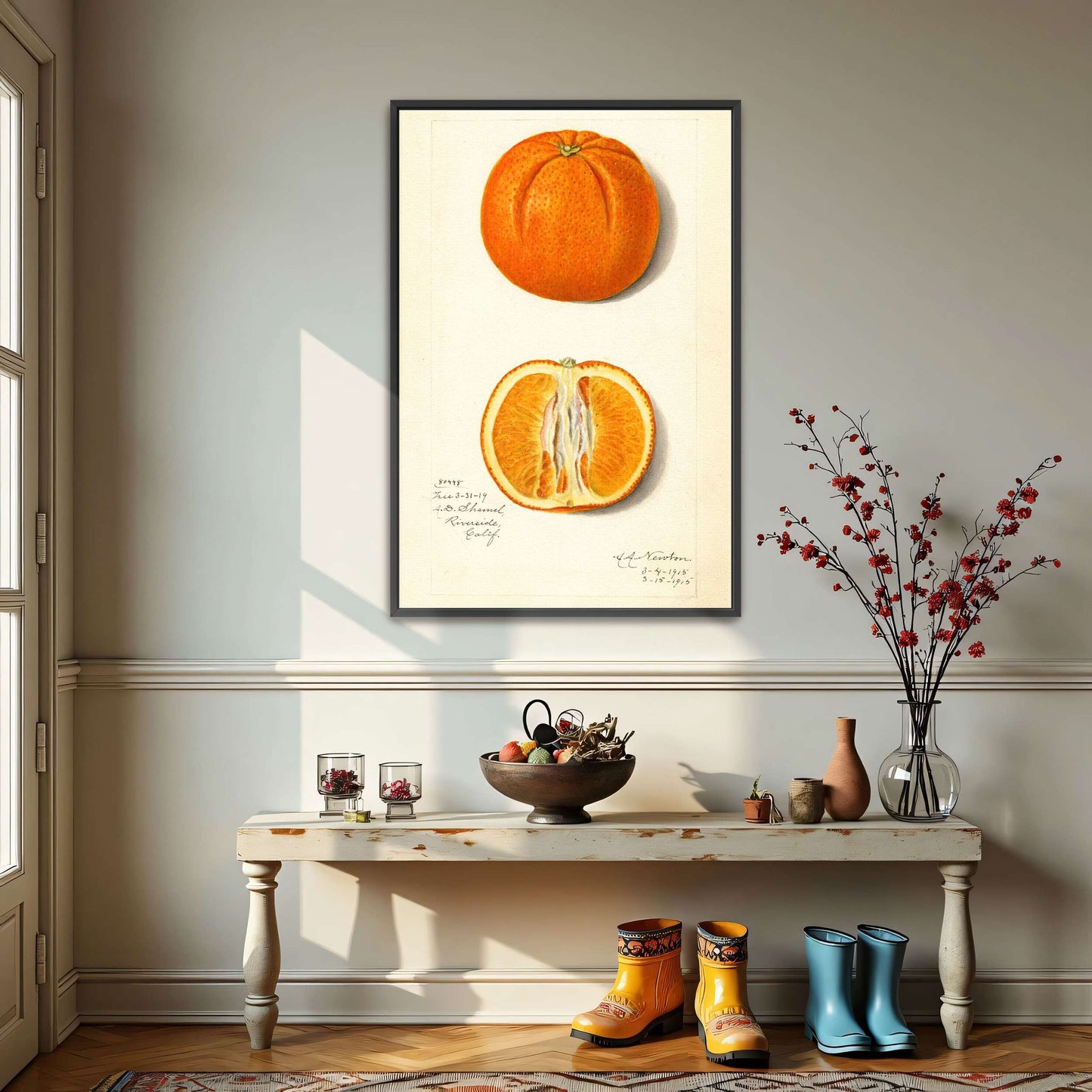 Orange fruit watercolor painting by Amanda Almira Newton