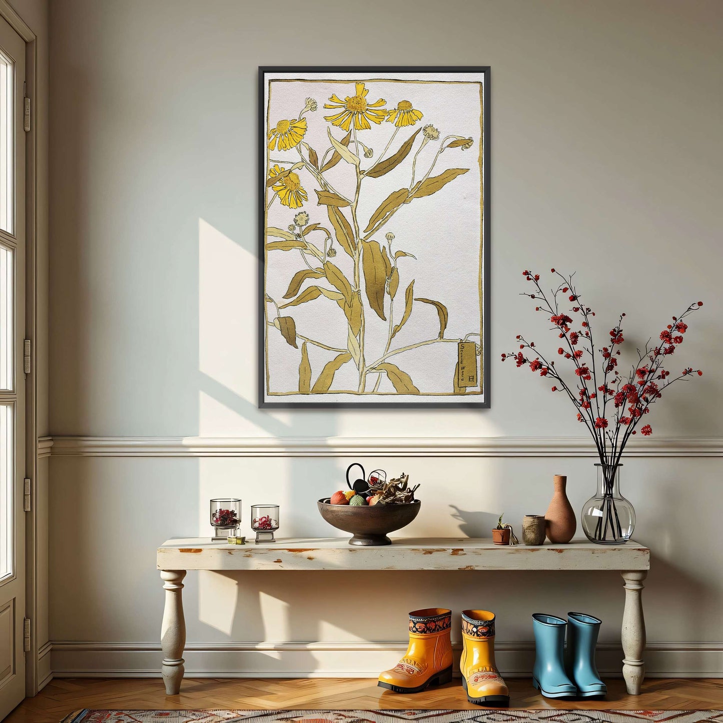 Yellow flowers botanical drawing by Hannah Borger Overbeck