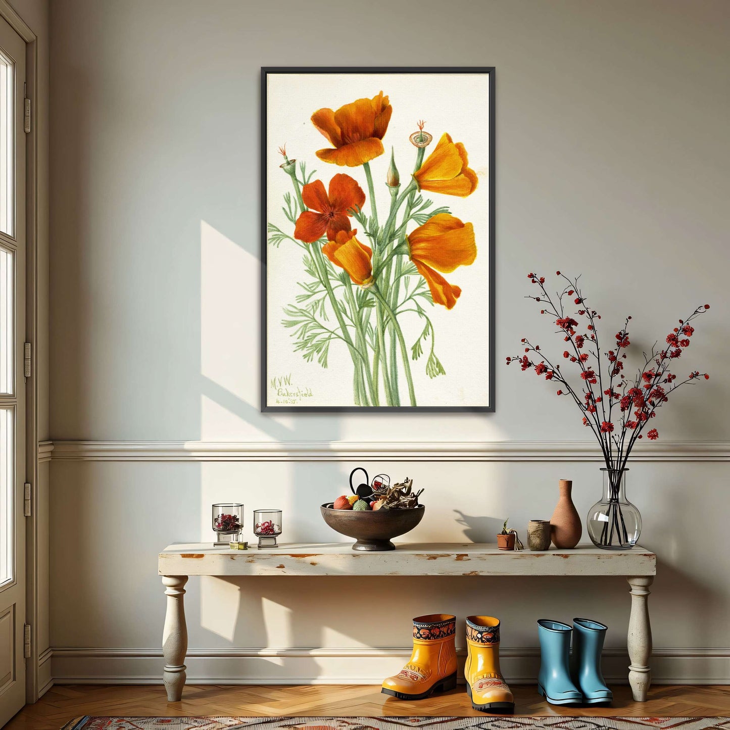 Orange California poppies bouquet by Mary Vaux Walcott