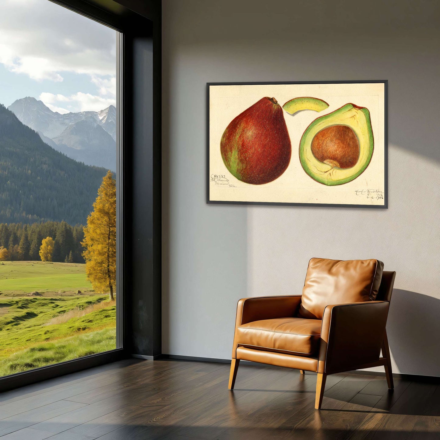 Avocado and pear watercolor by Amanda Almira Newton