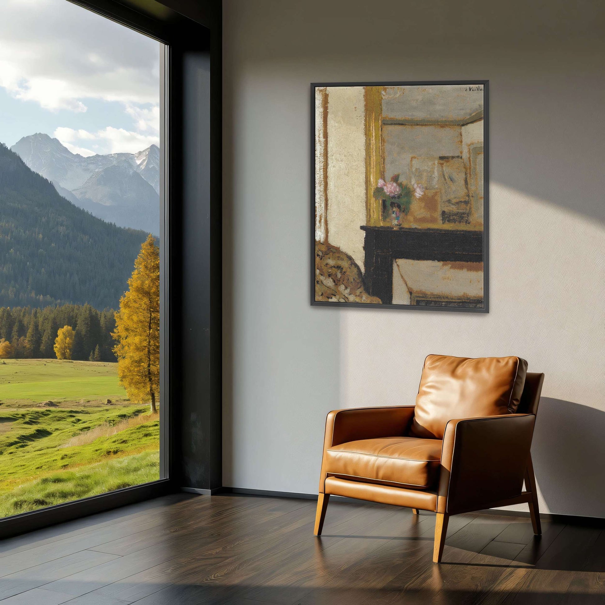 Flowers on a Mantelpiece in a Room by Édouard Vuillard