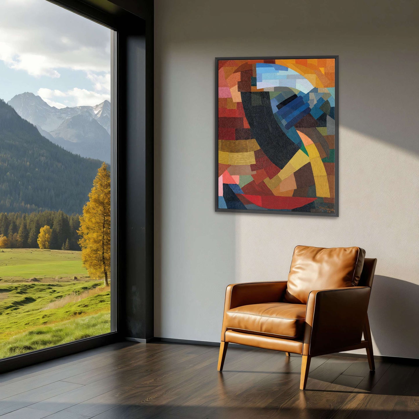 Abstract geometric art with curved lines by Otto Freundlich