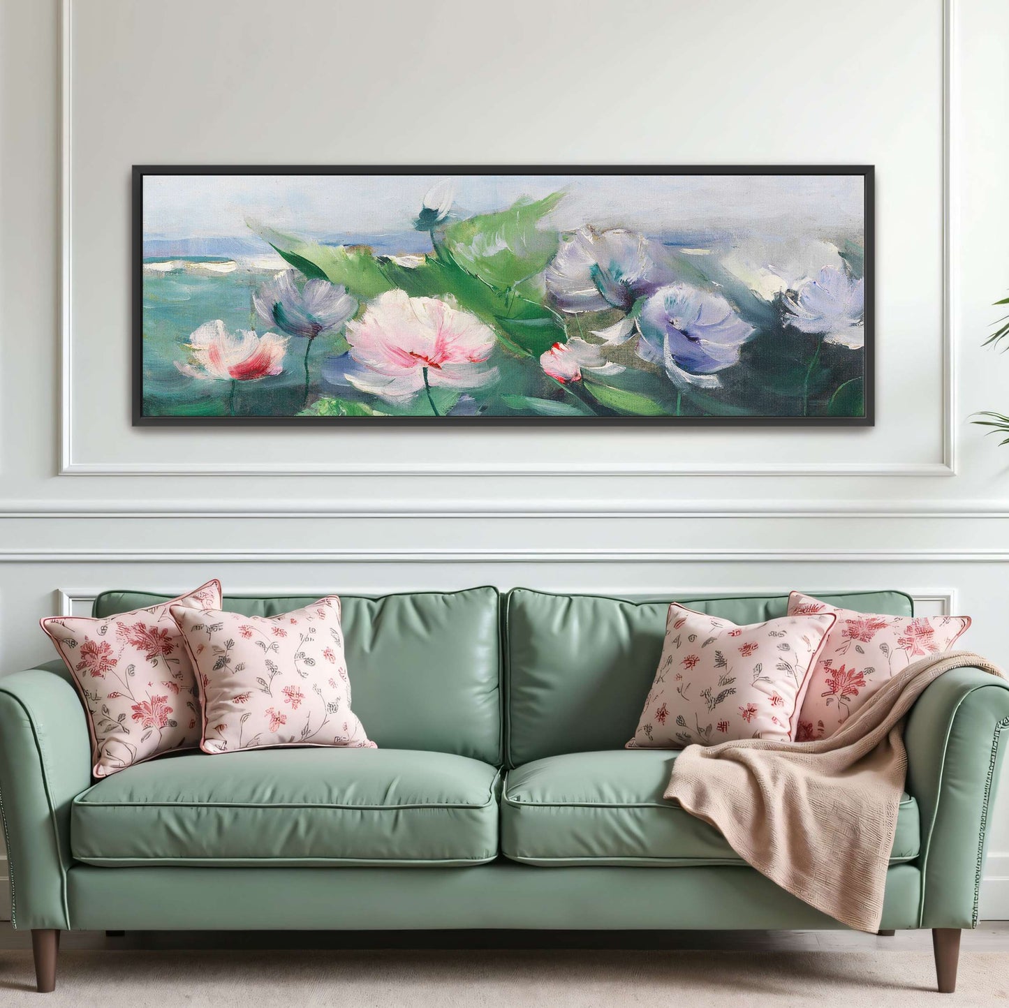 Water lilies in a pond with green leaves by Karl Hagemeister
