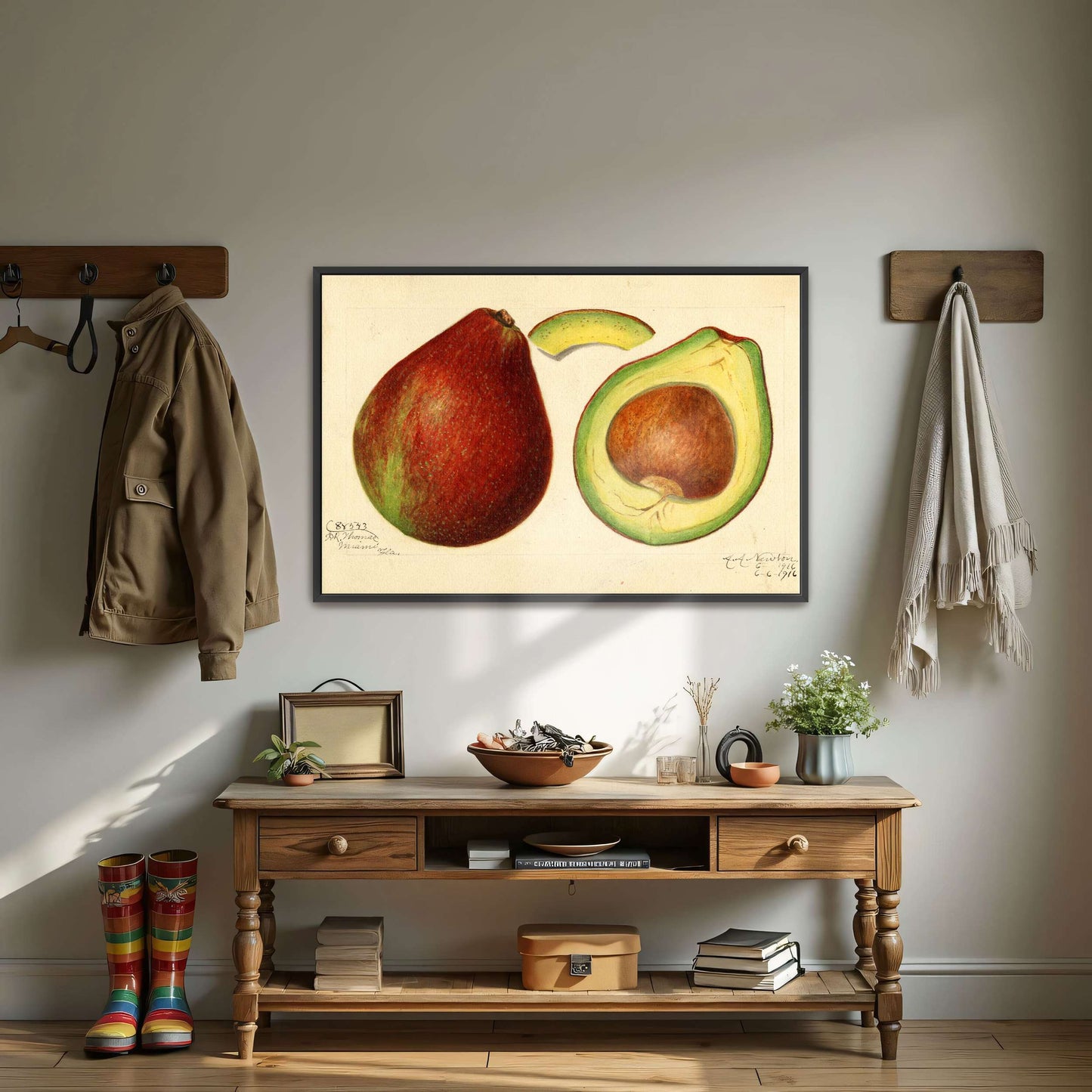 Avocado and pear watercolor by Amanda Almira Newton