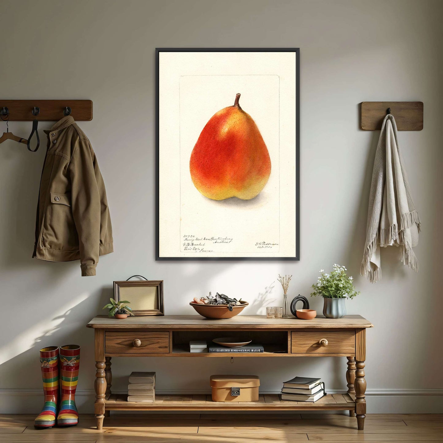 Watercolor painting of a pear by Deborah Griscom Passmore
