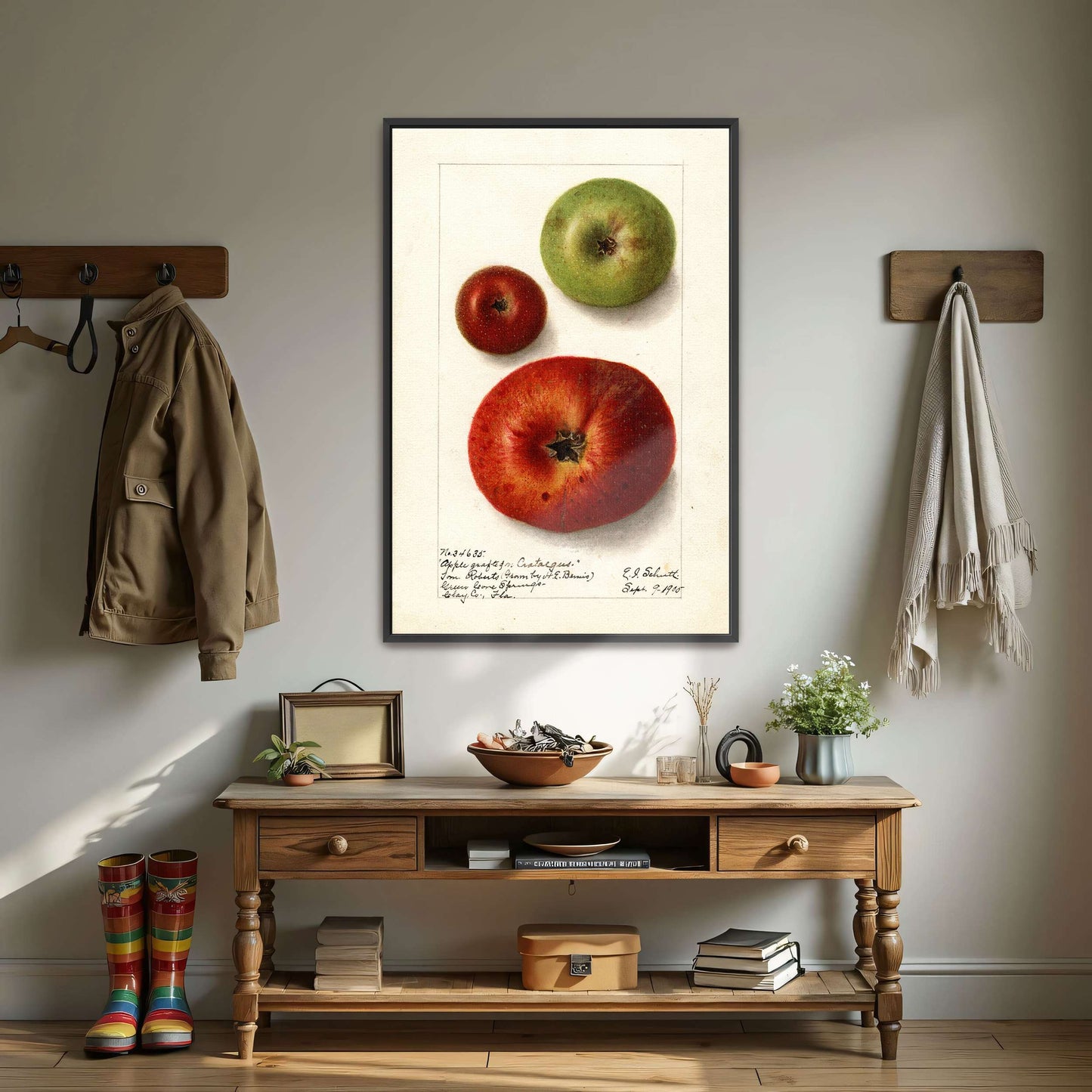 Three apples watercolor painting by Ellen Isham Schutt