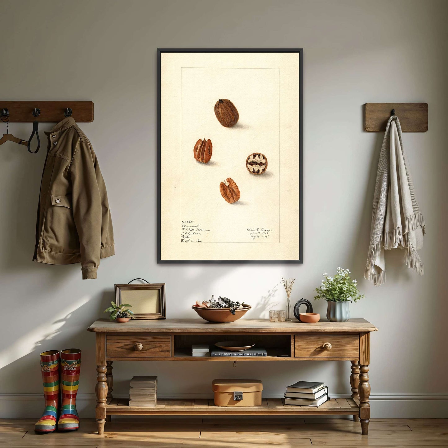 Pecans watercolor painting by Elsie E. Lower