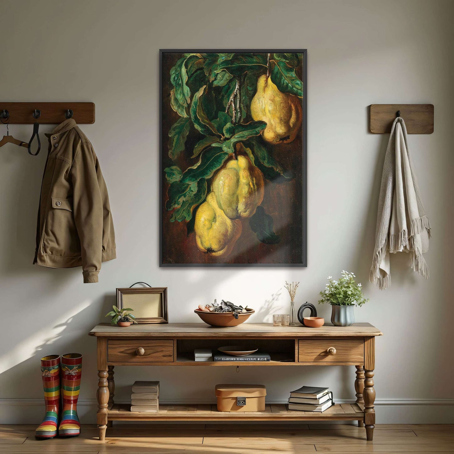 Still life painting of quinces by Ludwig Adam Kunz