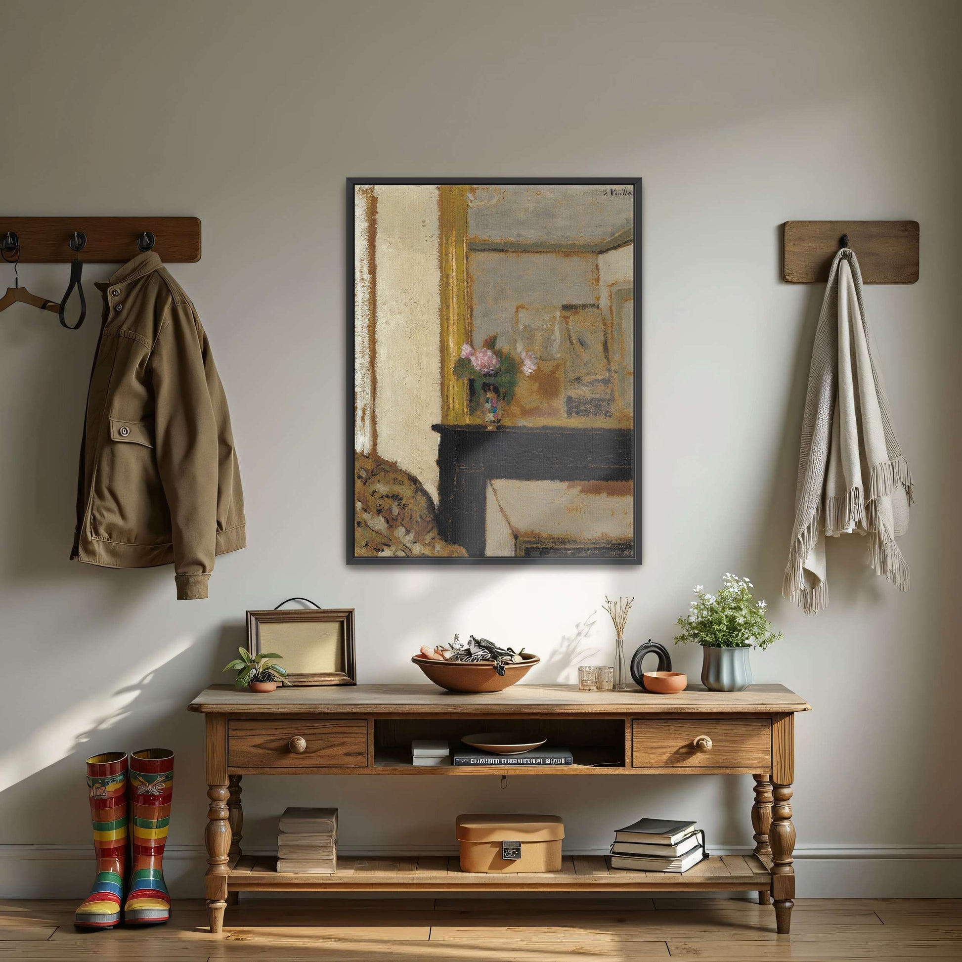 Flowers on a Mantelpiece in a Room by Édouard Vuillard
