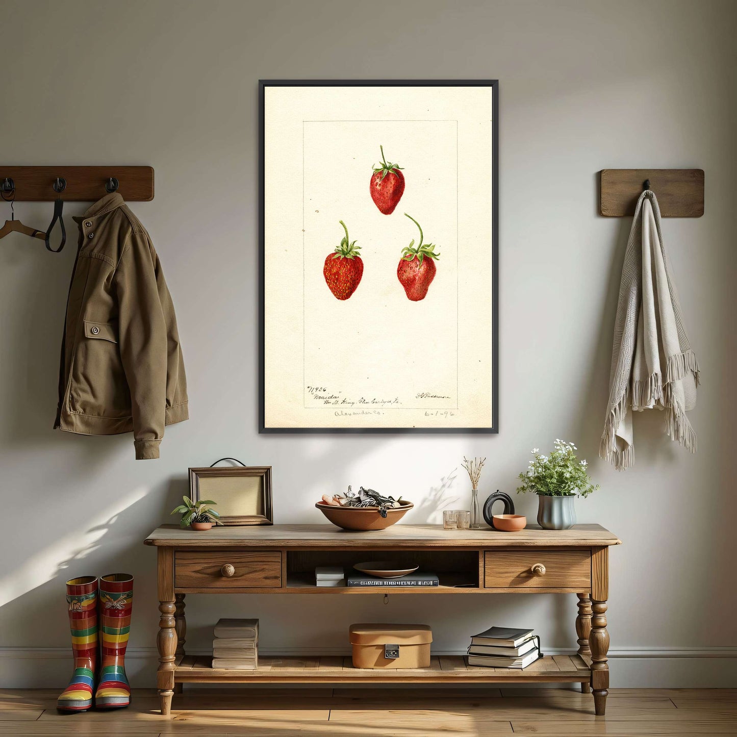 Three Strawberries Watercolor by Deborah Griscom Passmore