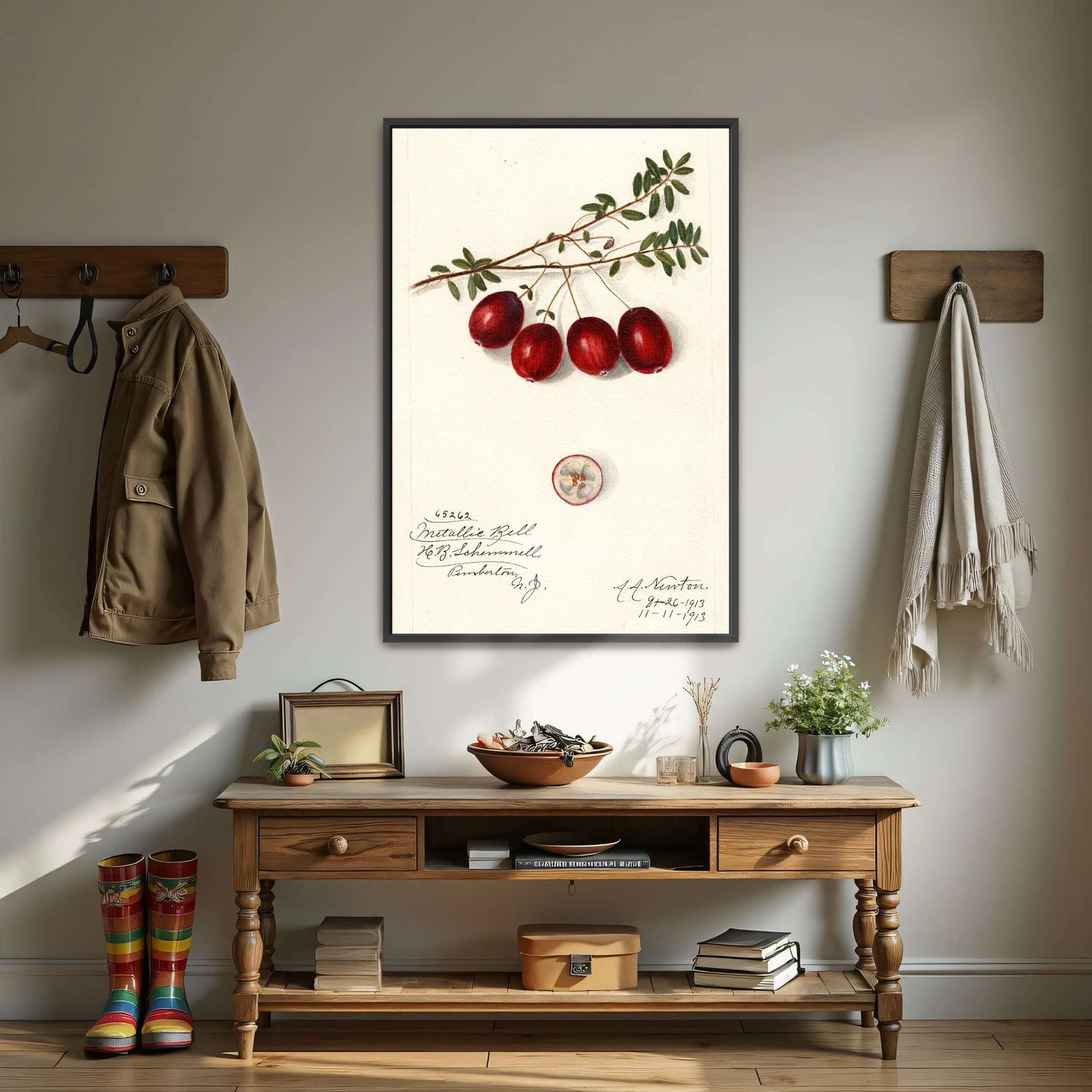 Cranberries on branch by Amanda Almira Newton