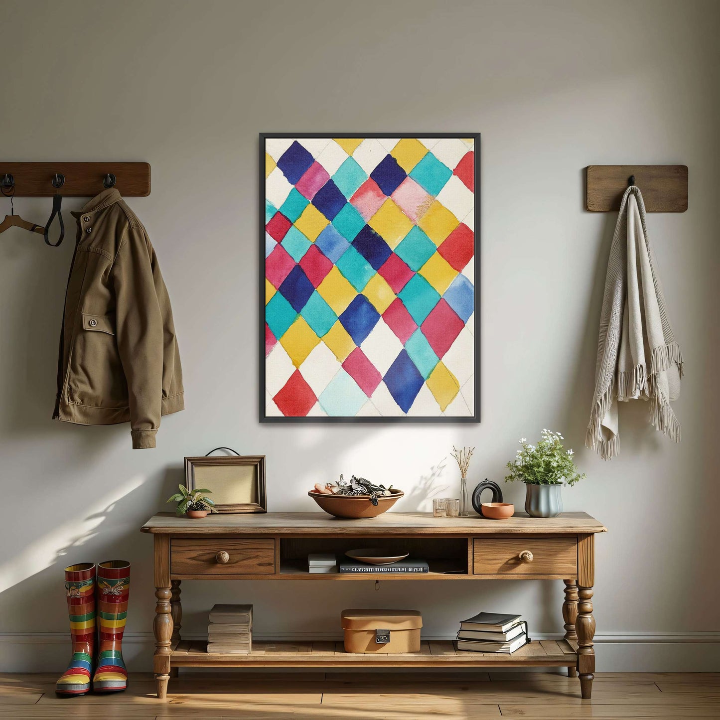 Abstract geometric pattern in watercolor by Wassily Kandinsky
