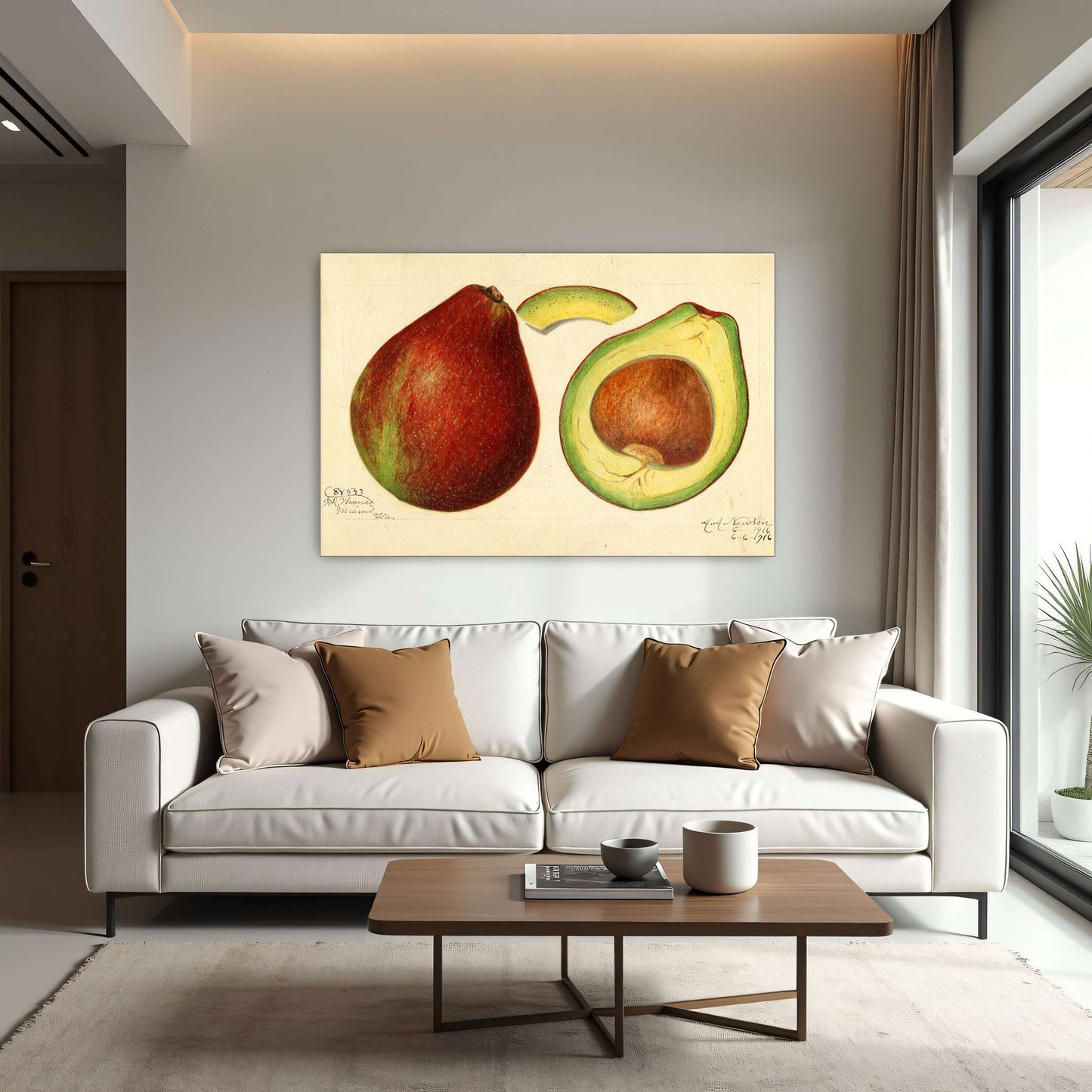 Avocado and pear watercolor by Amanda Almira Newton