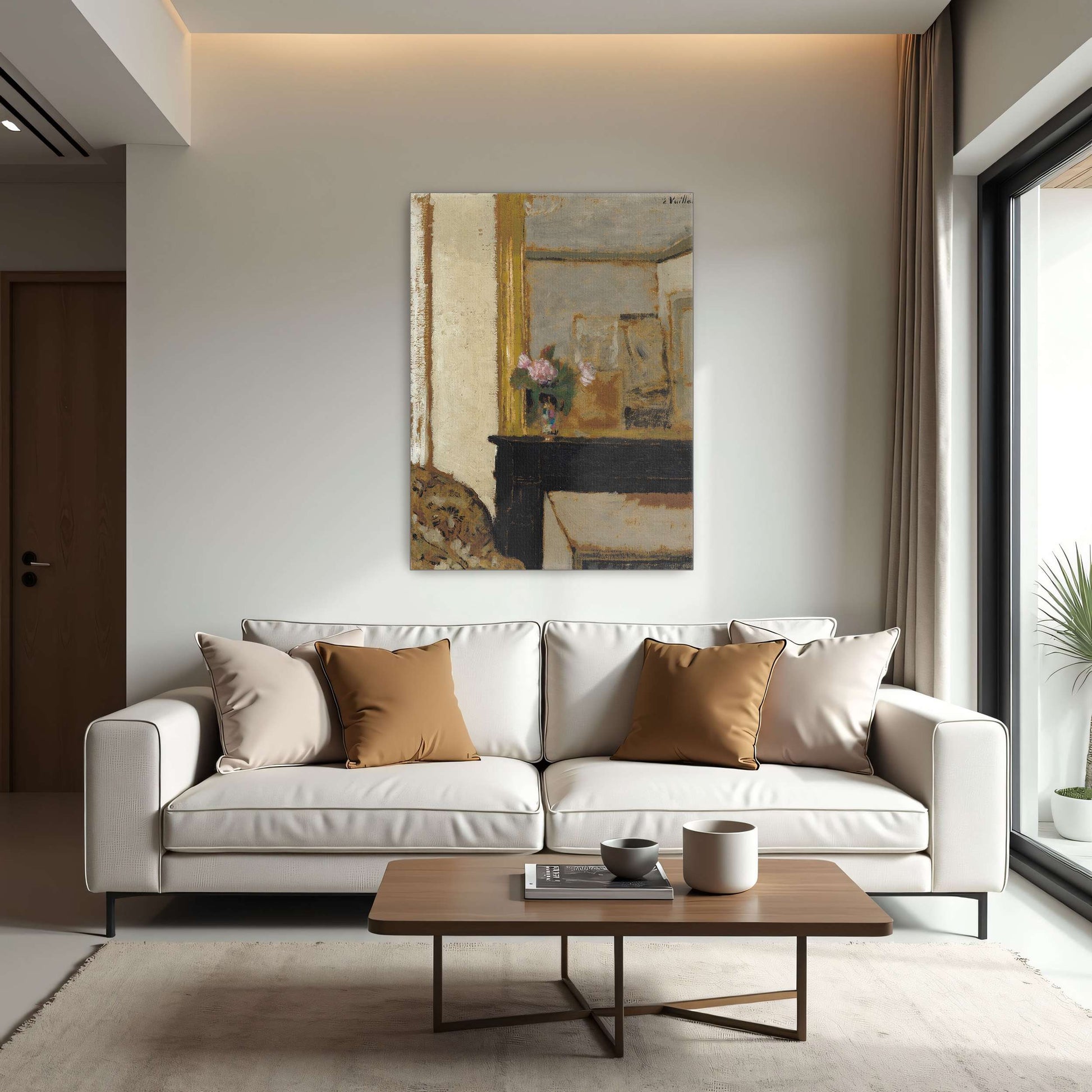 Flowers on a Mantelpiece in a Room by Édouard Vuillard