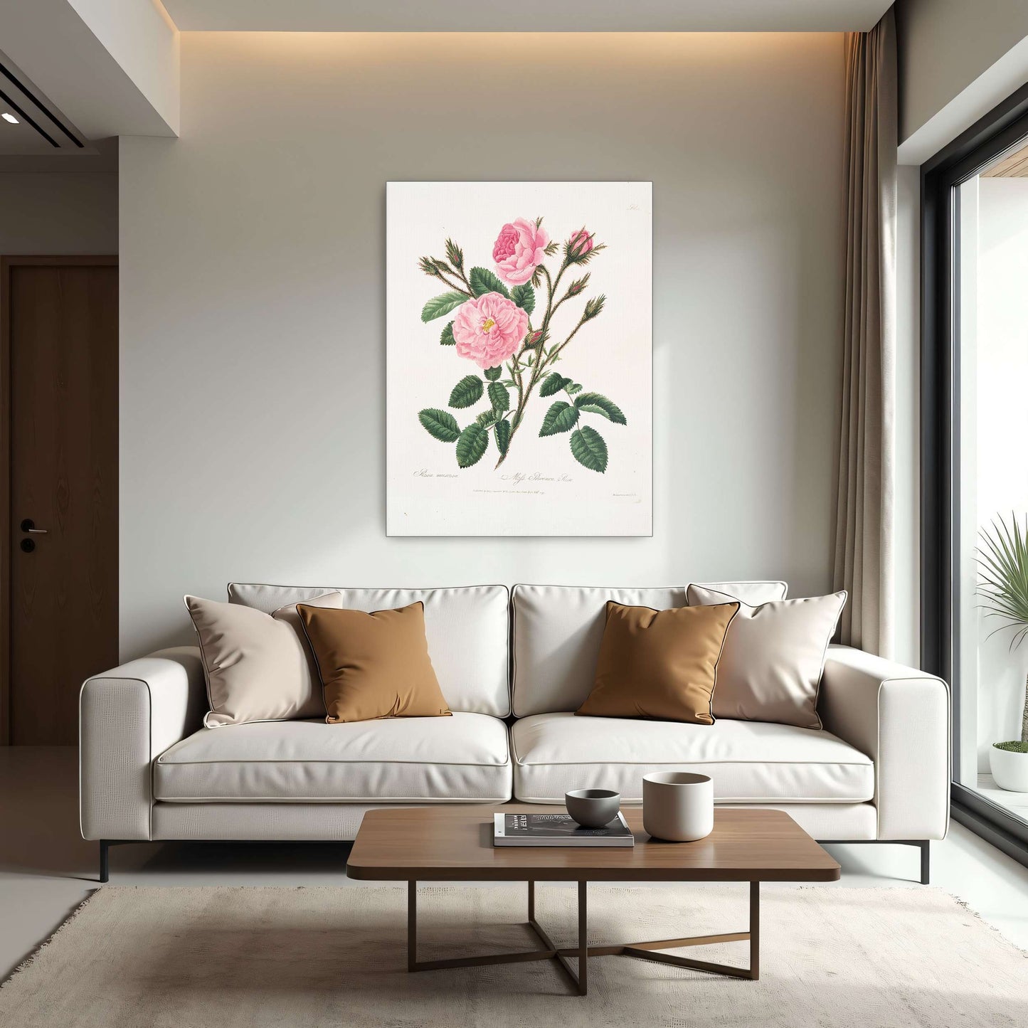 Pink rose botanical illustration by Mary Lawrance