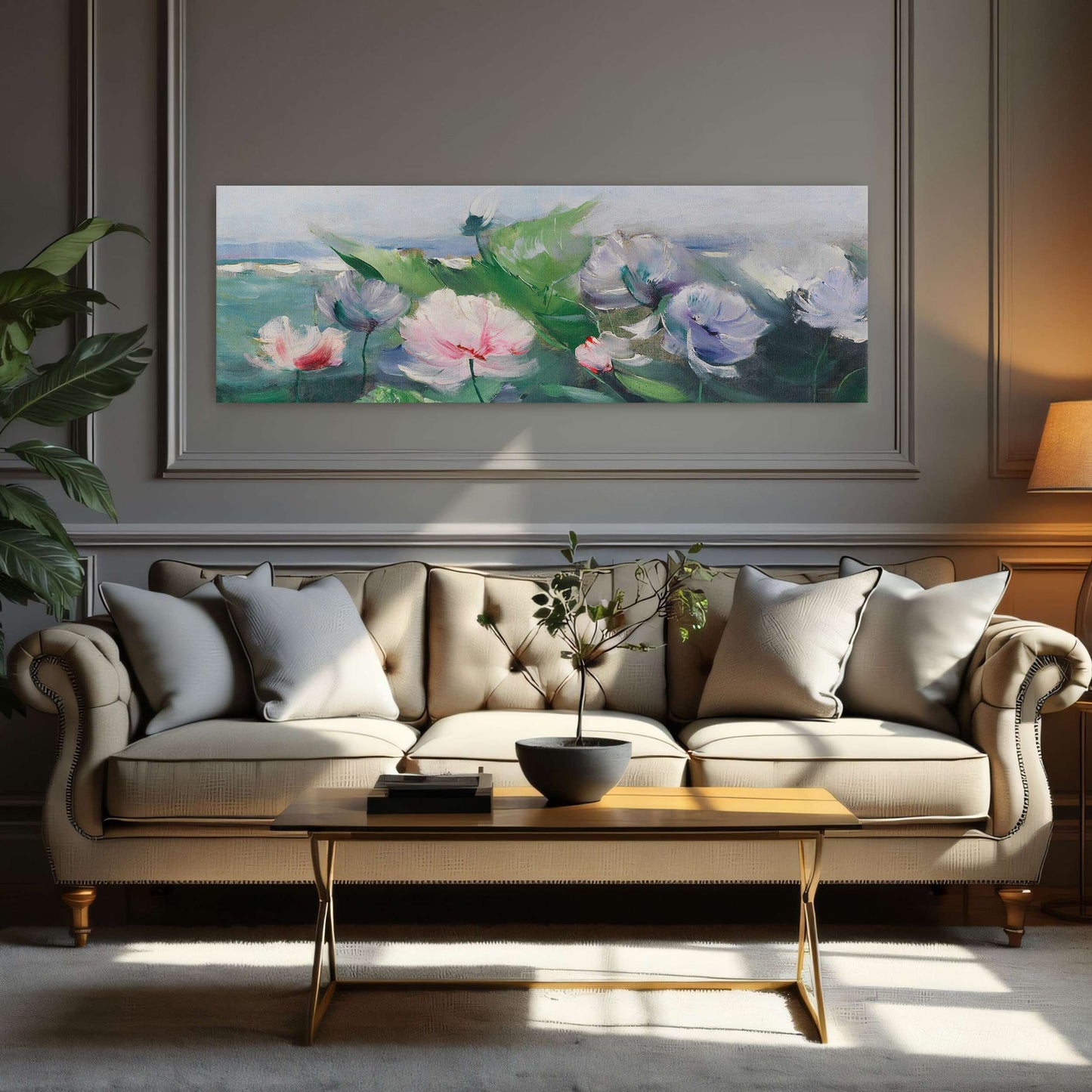 Water lilies in a pond with green leaves by Karl Hagemeister