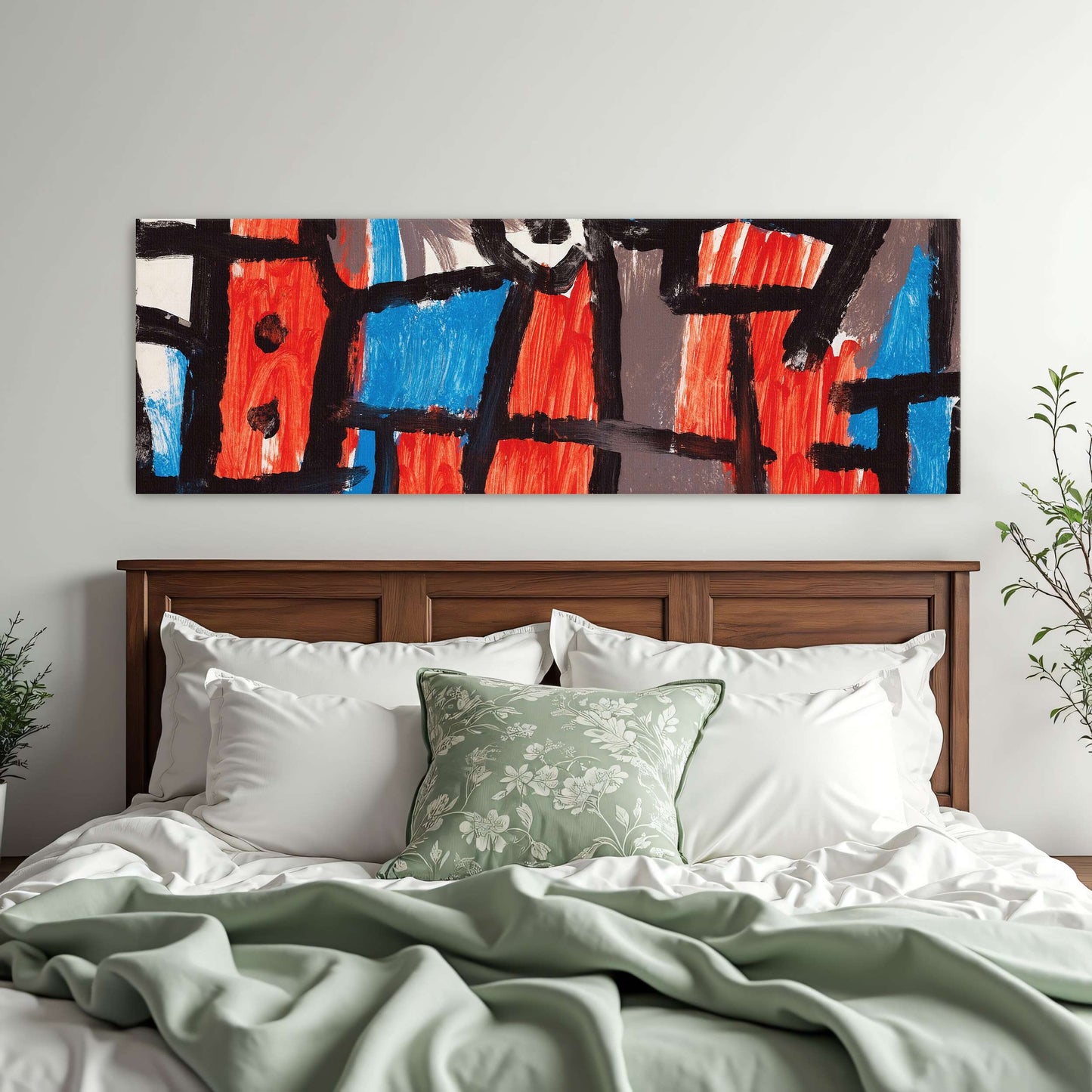 Abstract geometric painting with red and blue by Paul Klee