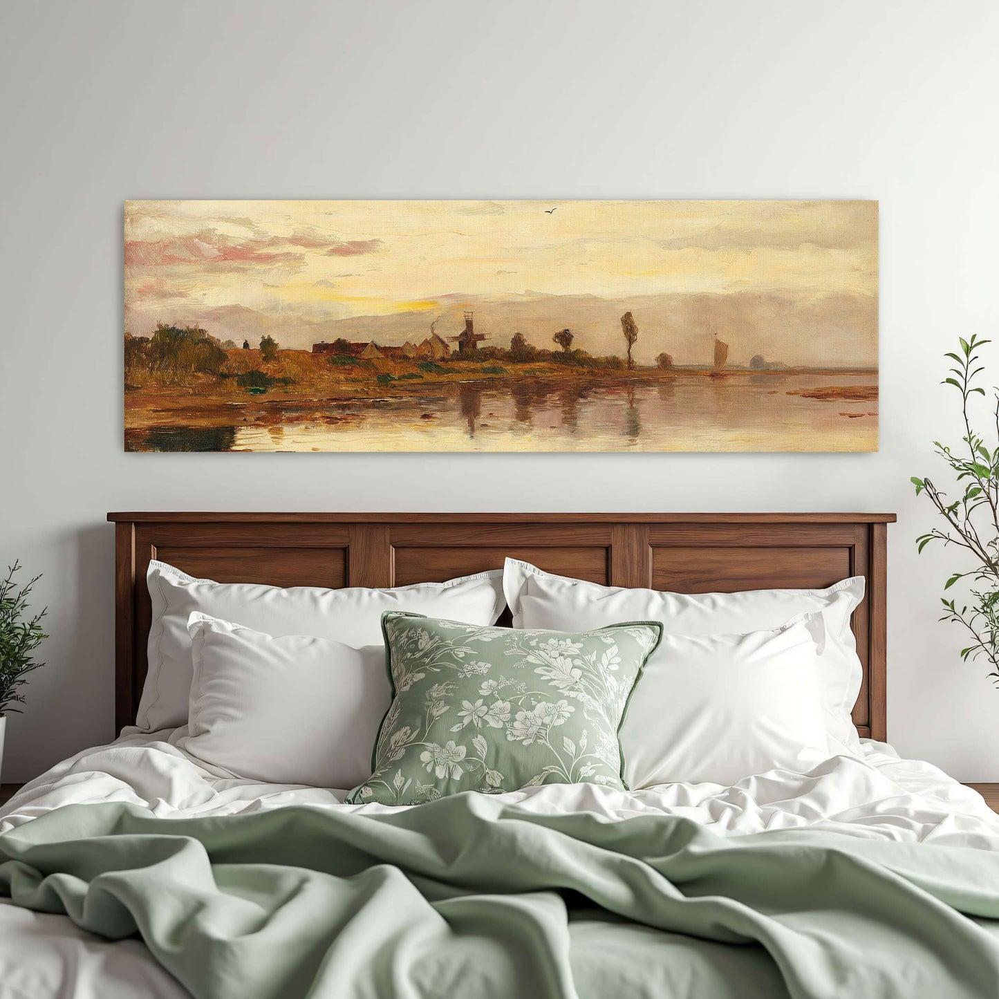 Sunset over a Dutch Canal with Windmill by Paul Baum