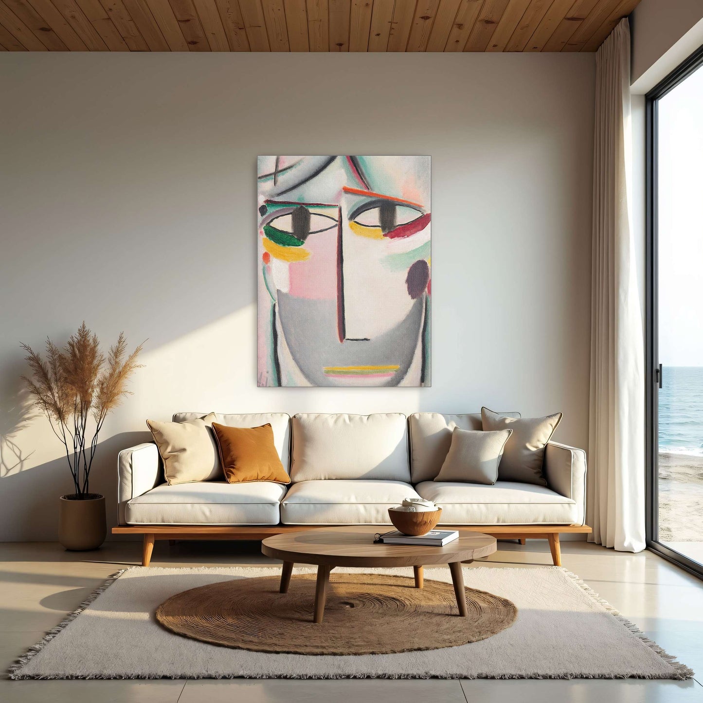 Abstract portrait with colorful lines by Alexej von Jawlensky