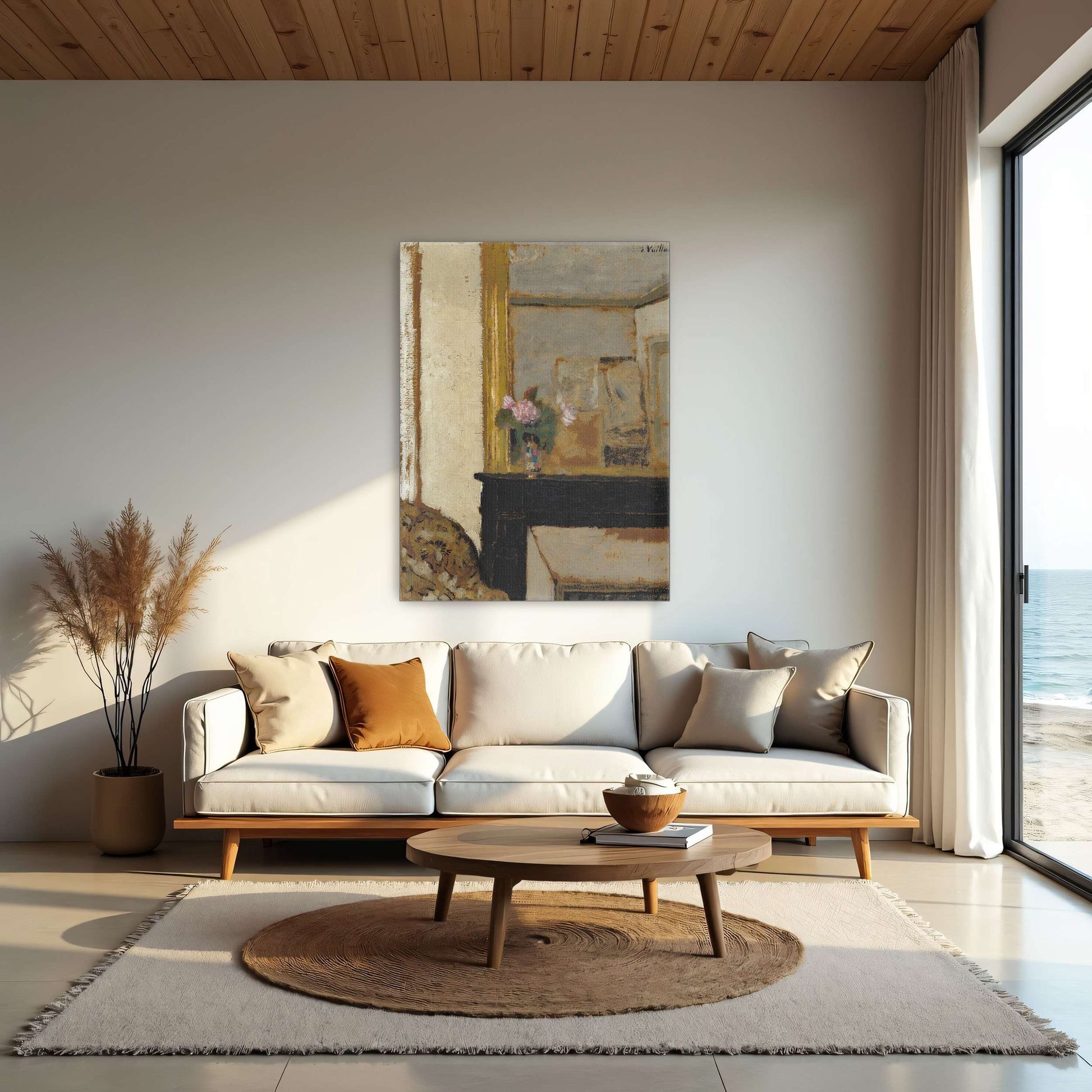 Flowers on a Mantelpiece in a Room by Édouard Vuillard