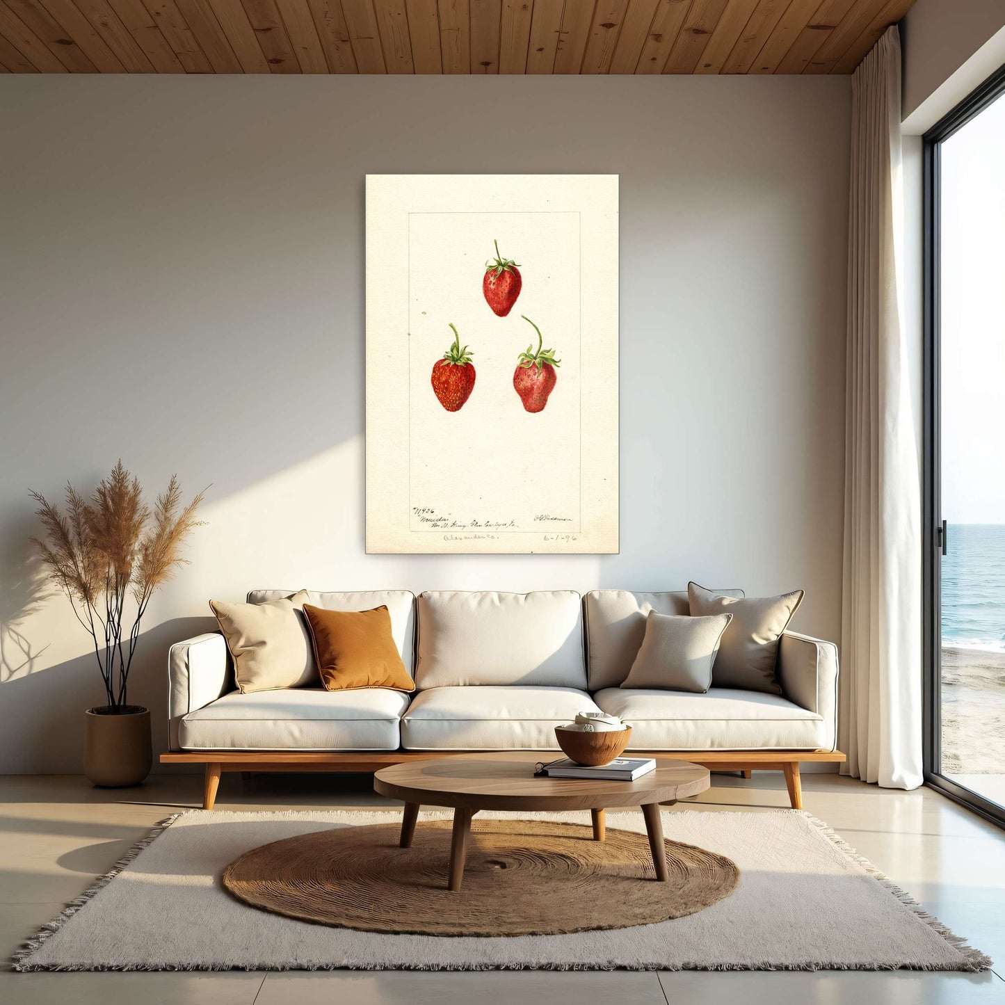 Three Strawberries Watercolor by Deborah Griscom Passmore