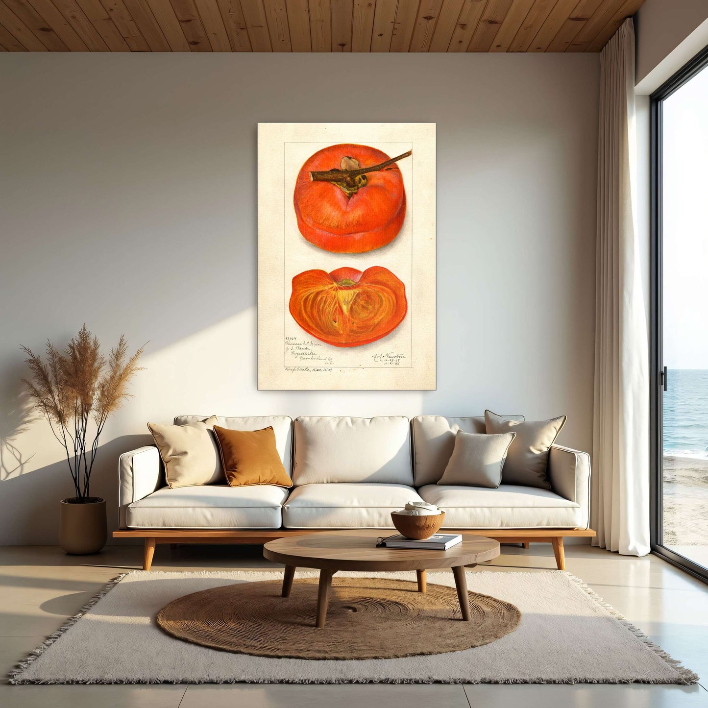 Watercolor painting of persimmon by Amanda Almira Newton