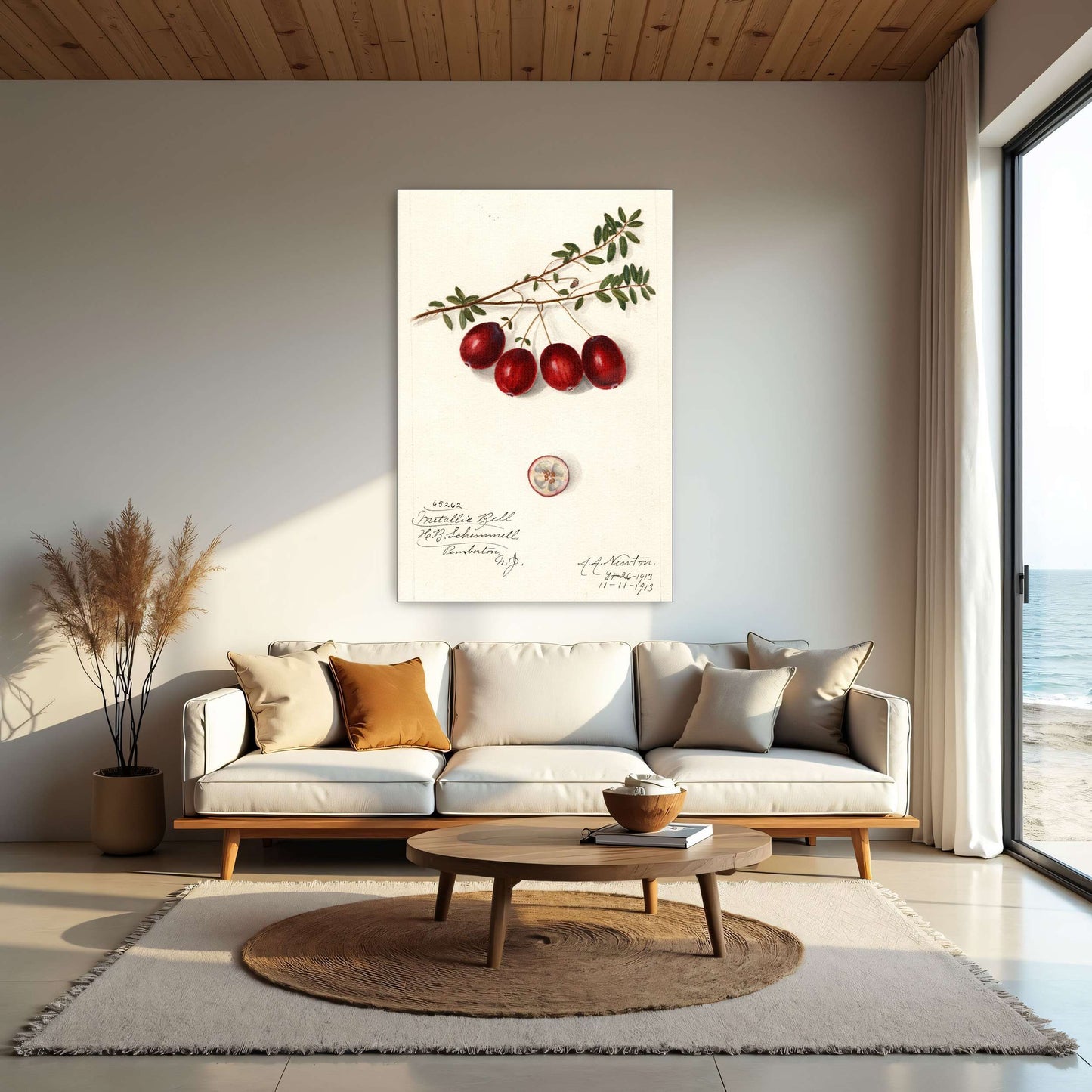 Cranberries on branch by Amanda Almira Newton