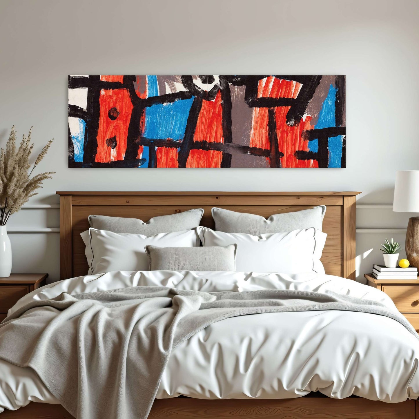 Abstract geometric painting with red and blue by Paul Klee