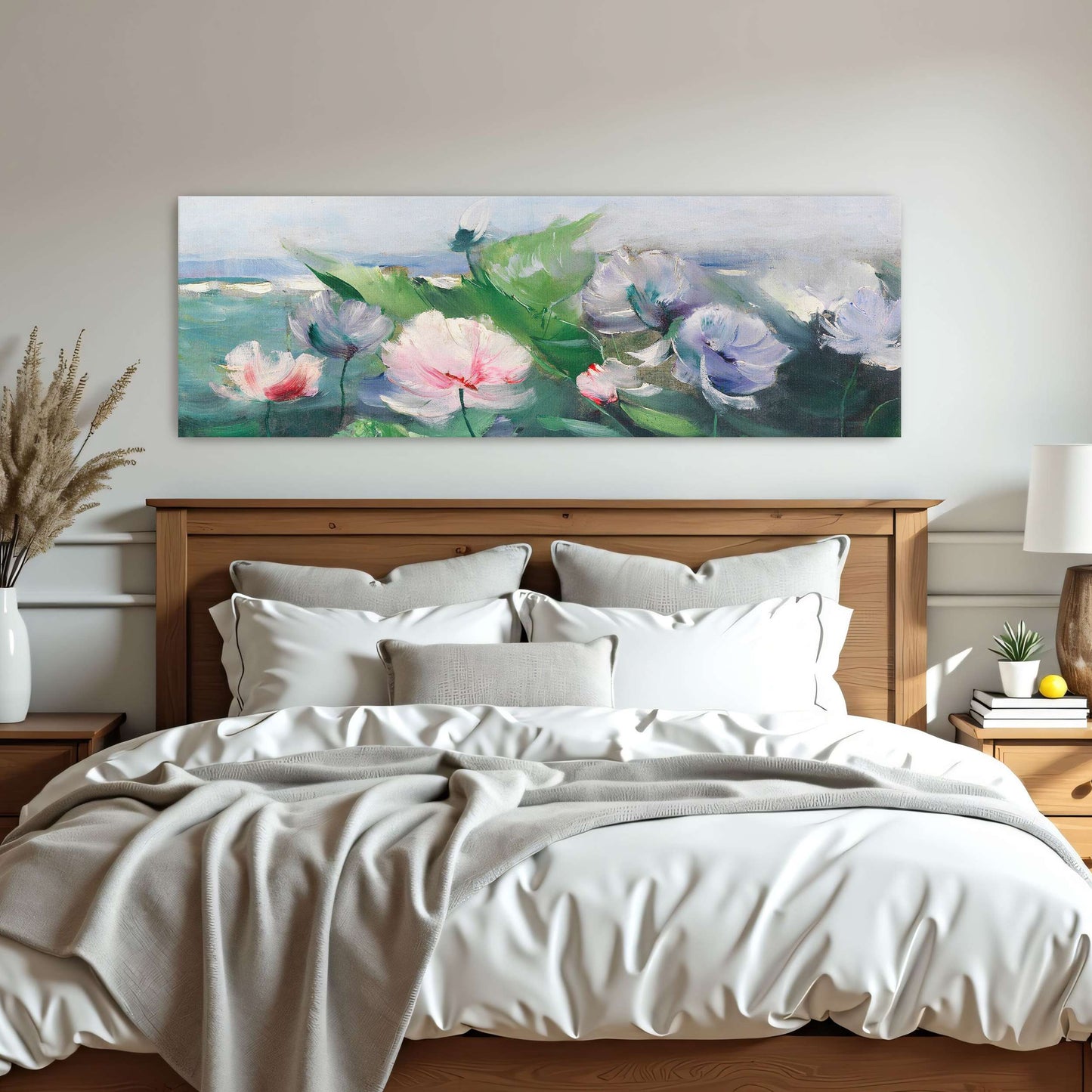 Water lilies in a pond with green leaves by Karl Hagemeister