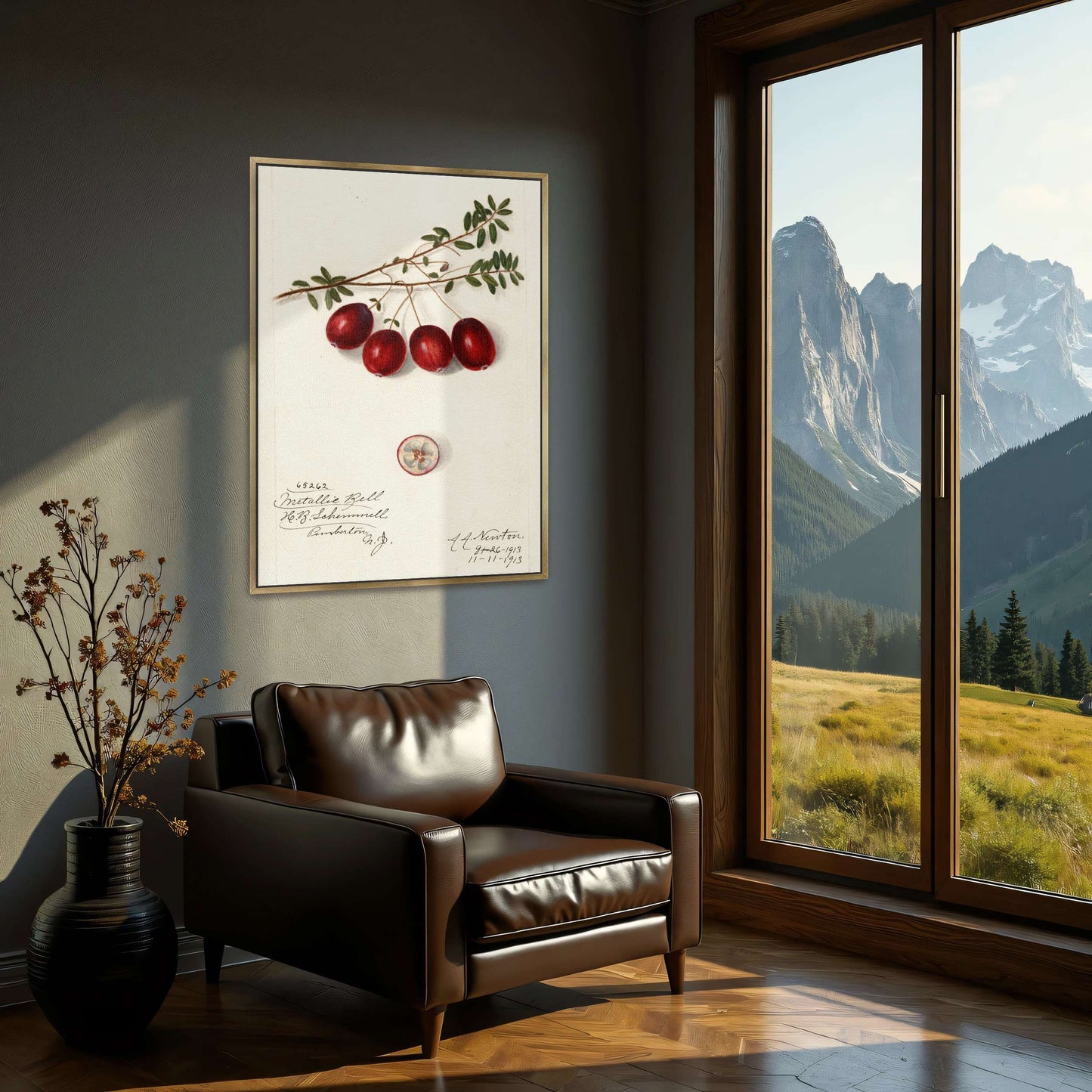 Cranberries on branch by Amanda Almira Newton