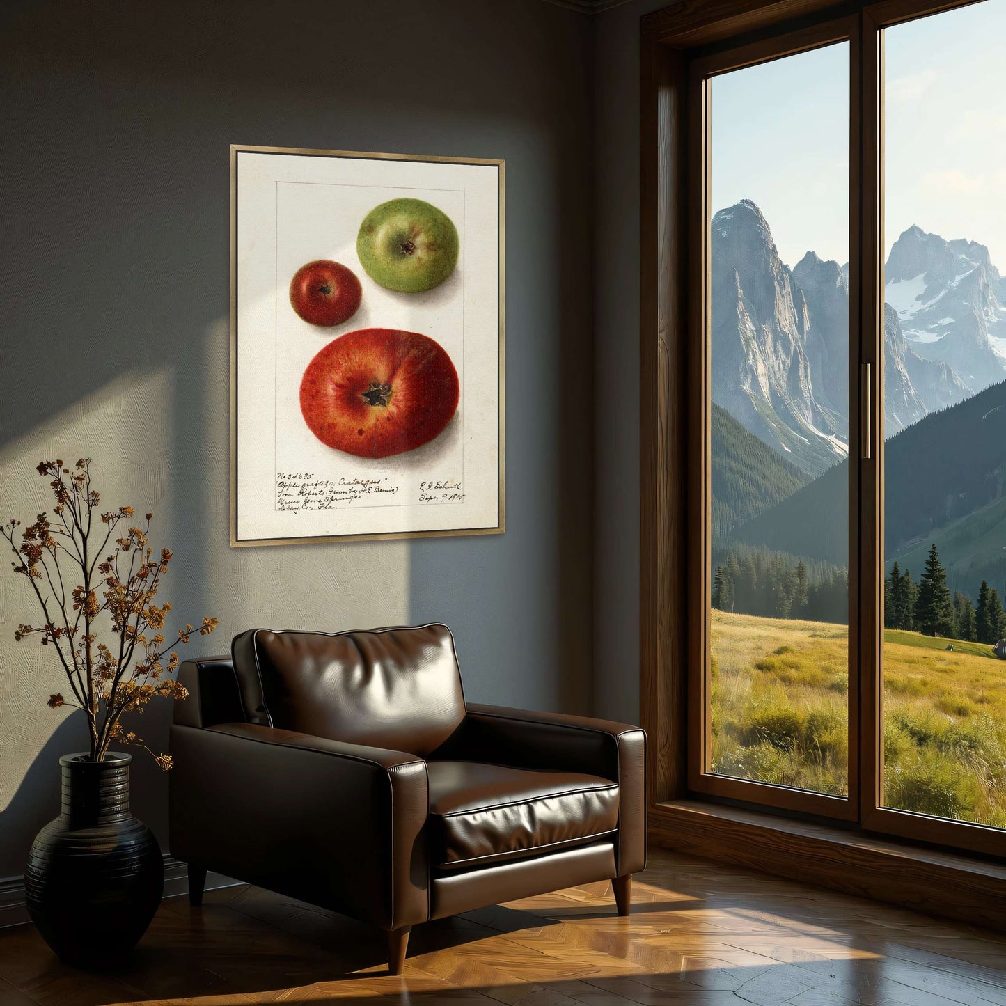 Three apples watercolor painting by Ellen Isham Schutt