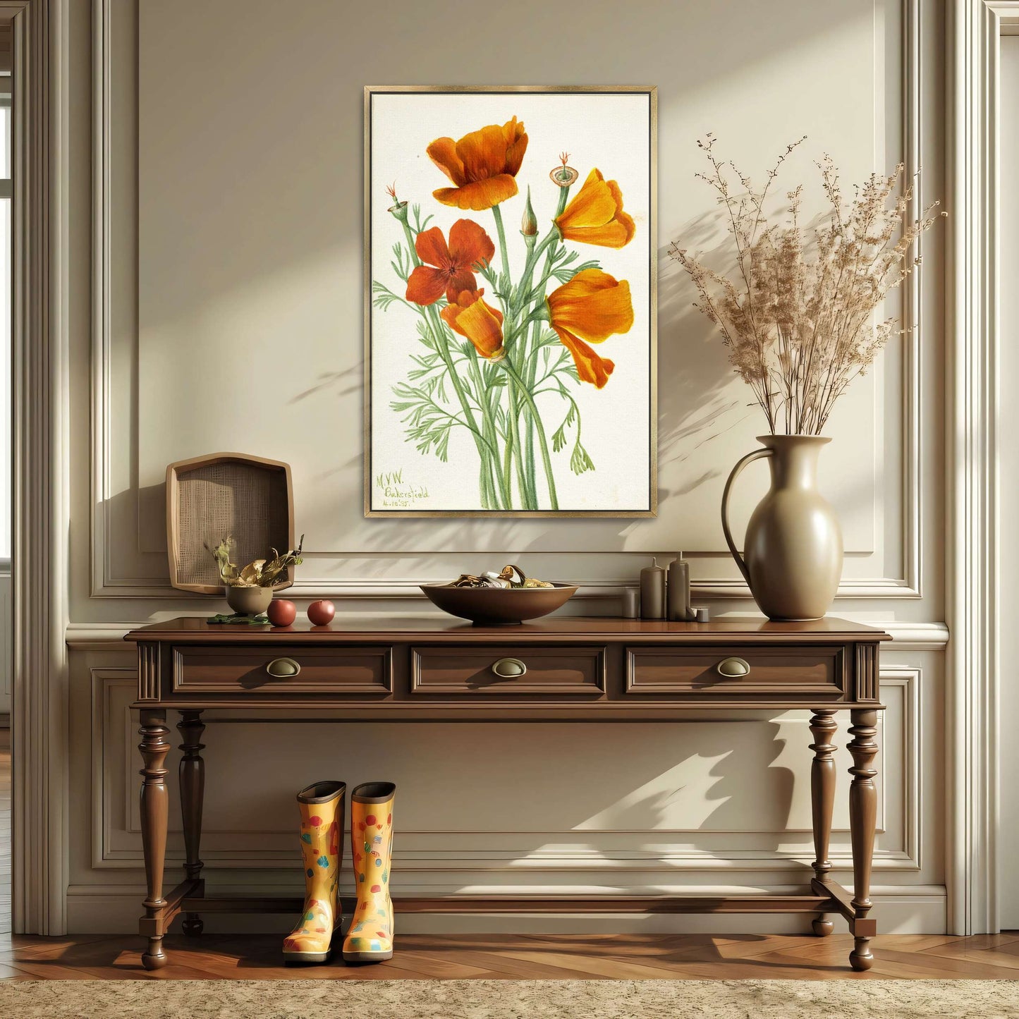 Orange California poppies bouquet by Mary Vaux Walcott