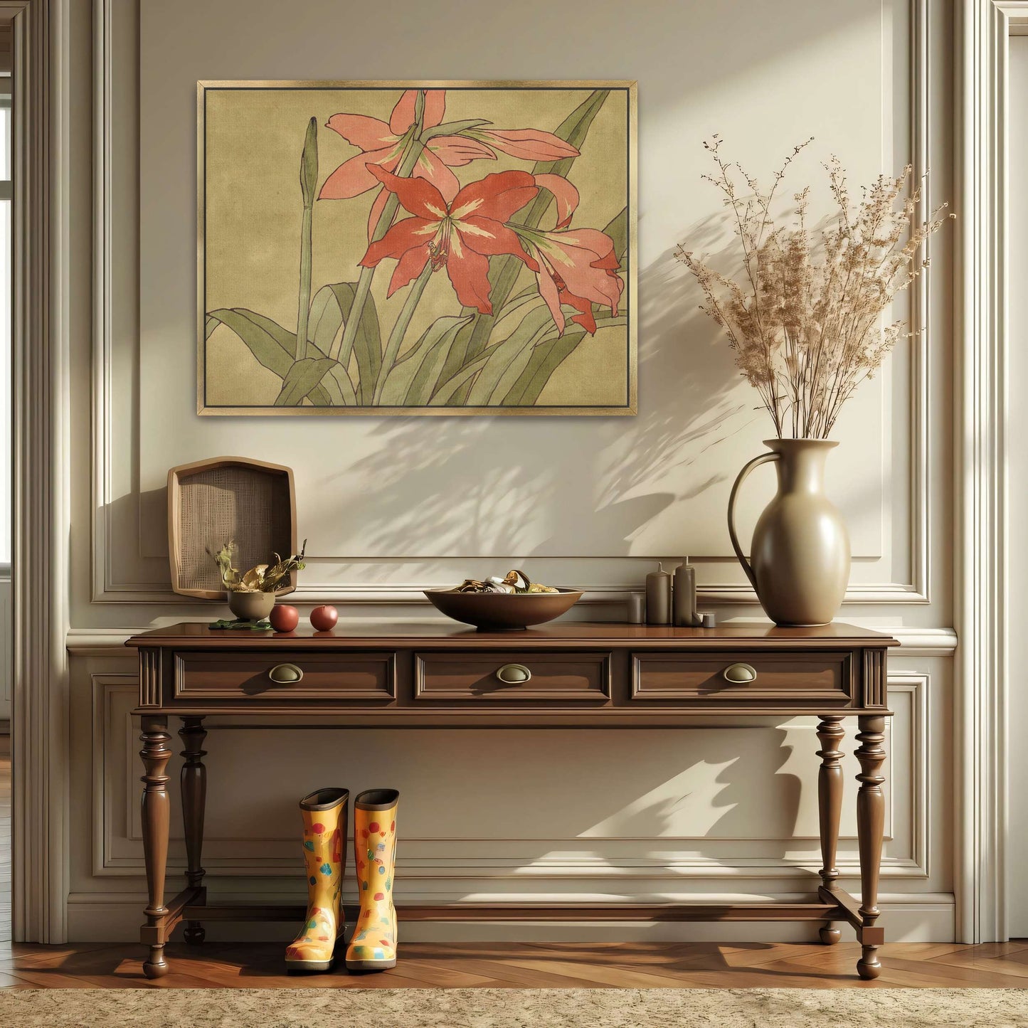 Amaryllis flowers, botanical art by Hannah Borger Overbeck