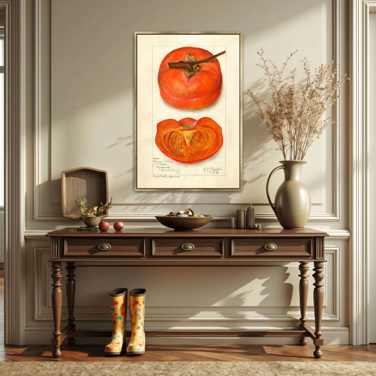 Watercolor painting of persimmon by Amanda Almira Newton