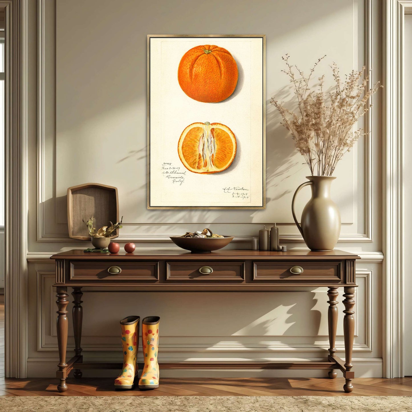 Orange fruit watercolor painting by Amanda Almira Newton