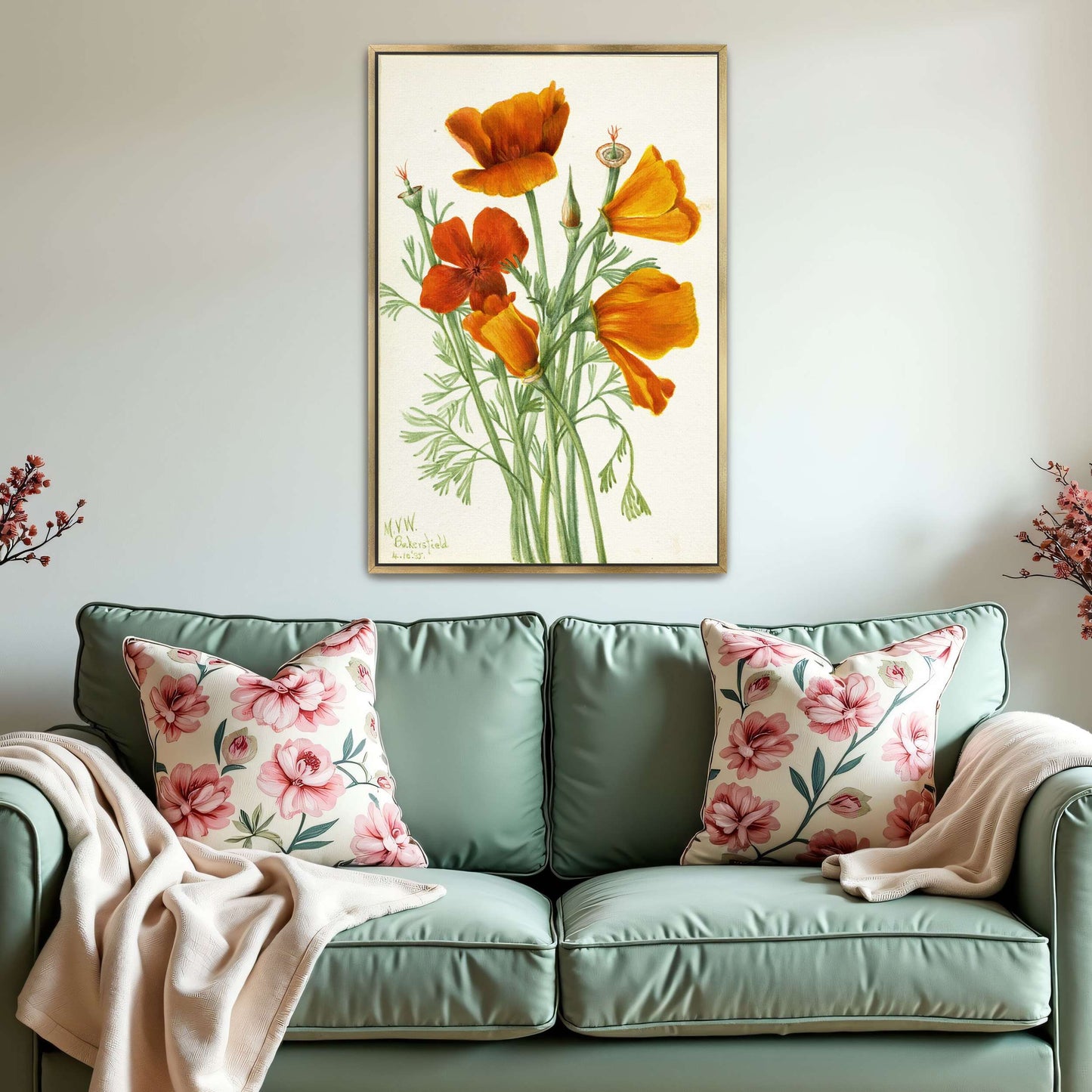 Orange California poppies bouquet by Mary Vaux Walcott