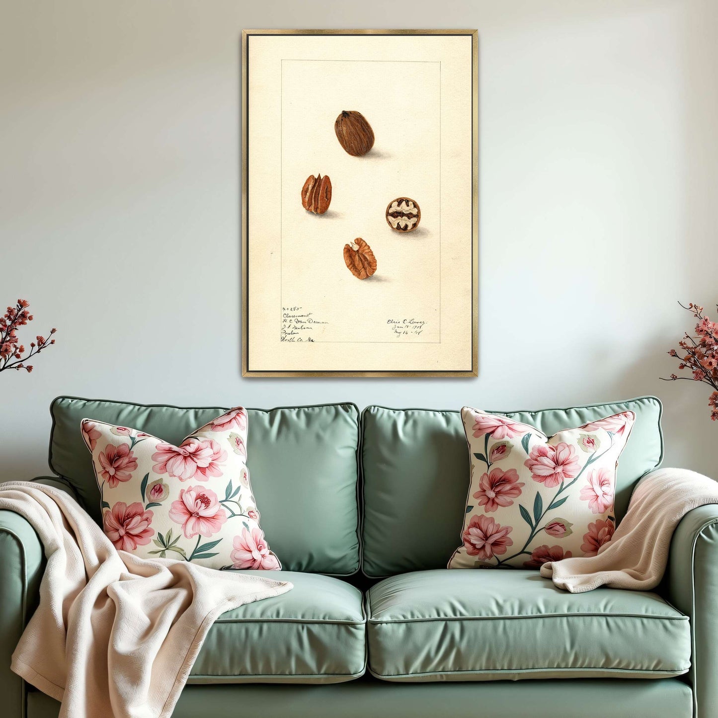 Pecans watercolor painting by Elsie E. Lower