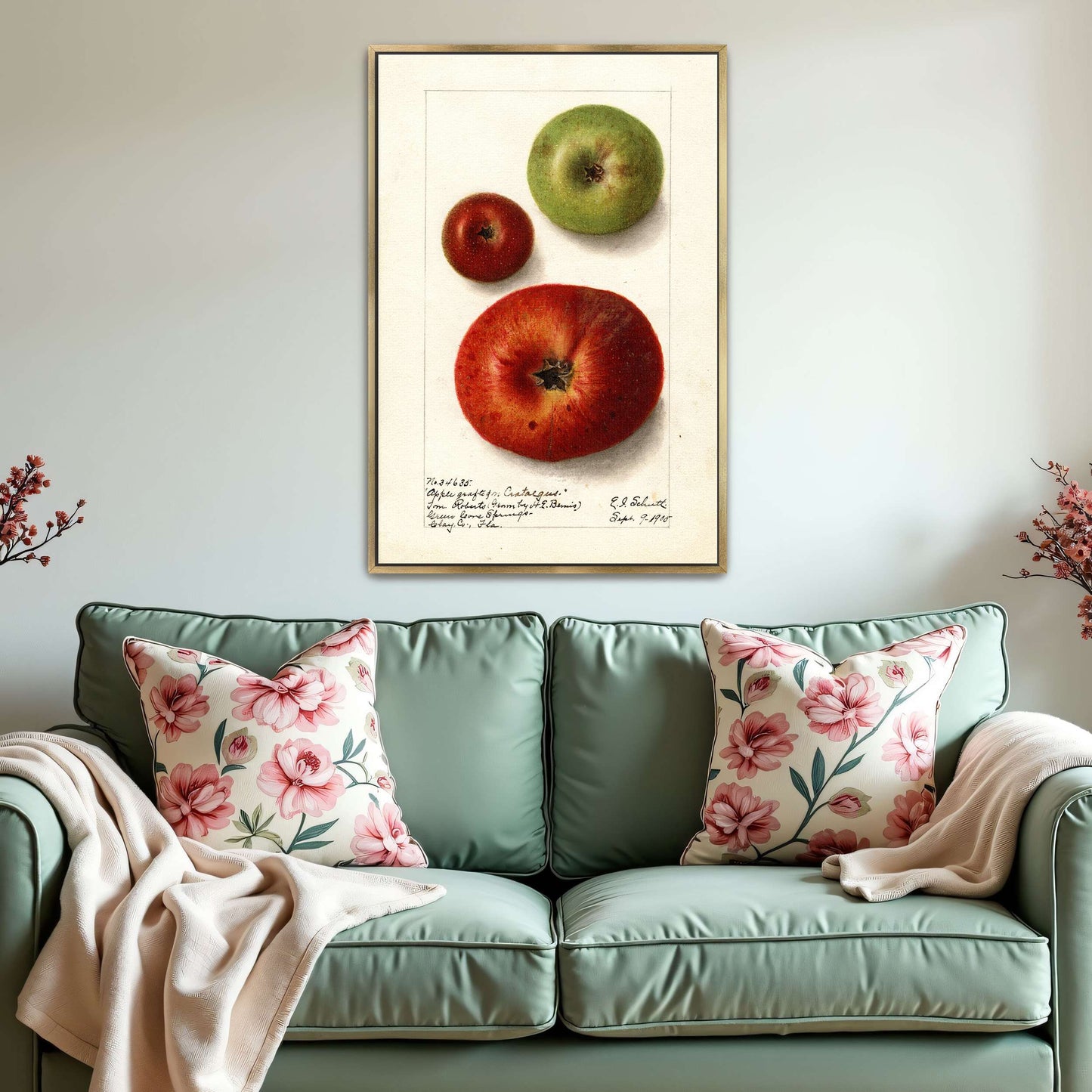 Three apples watercolor painting by Ellen Isham Schutt