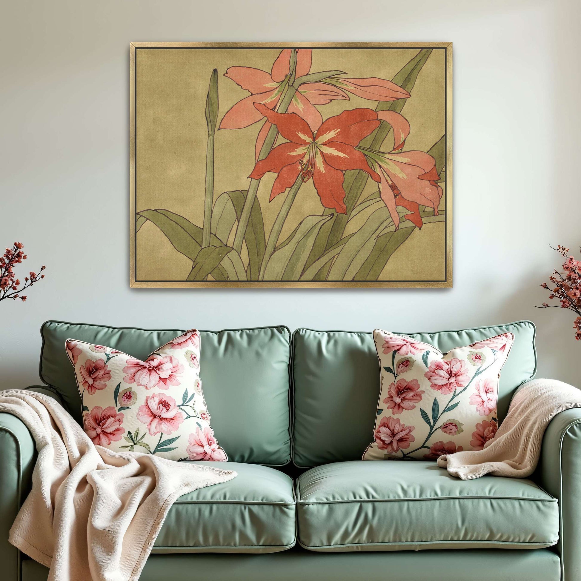 Amaryllis flowers, botanical art by Hannah Borger Overbeck