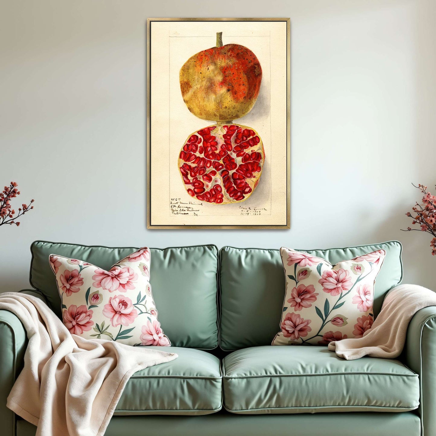 Pomegranate watercolor painting by Elsie E. Lower
