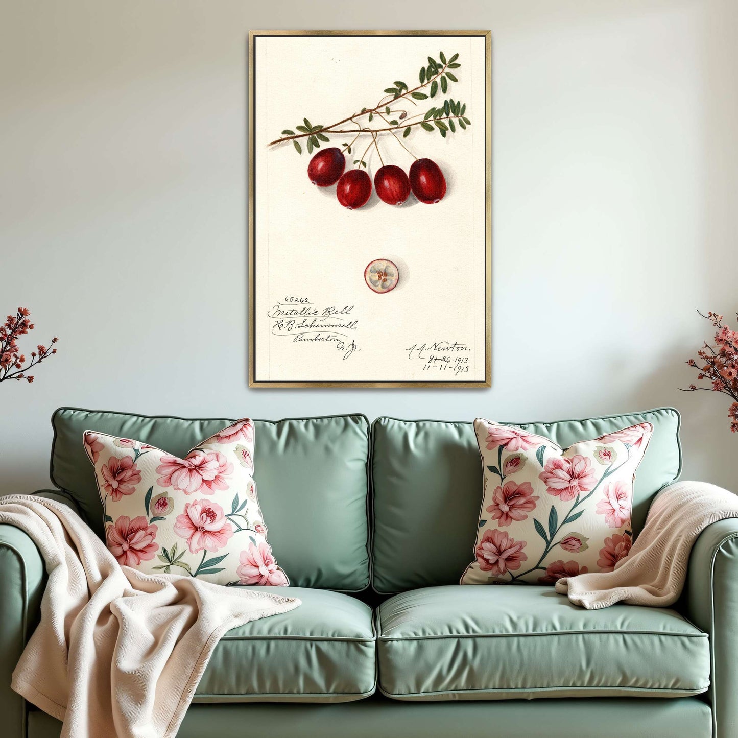 Cranberries on branch by Amanda Almira Newton